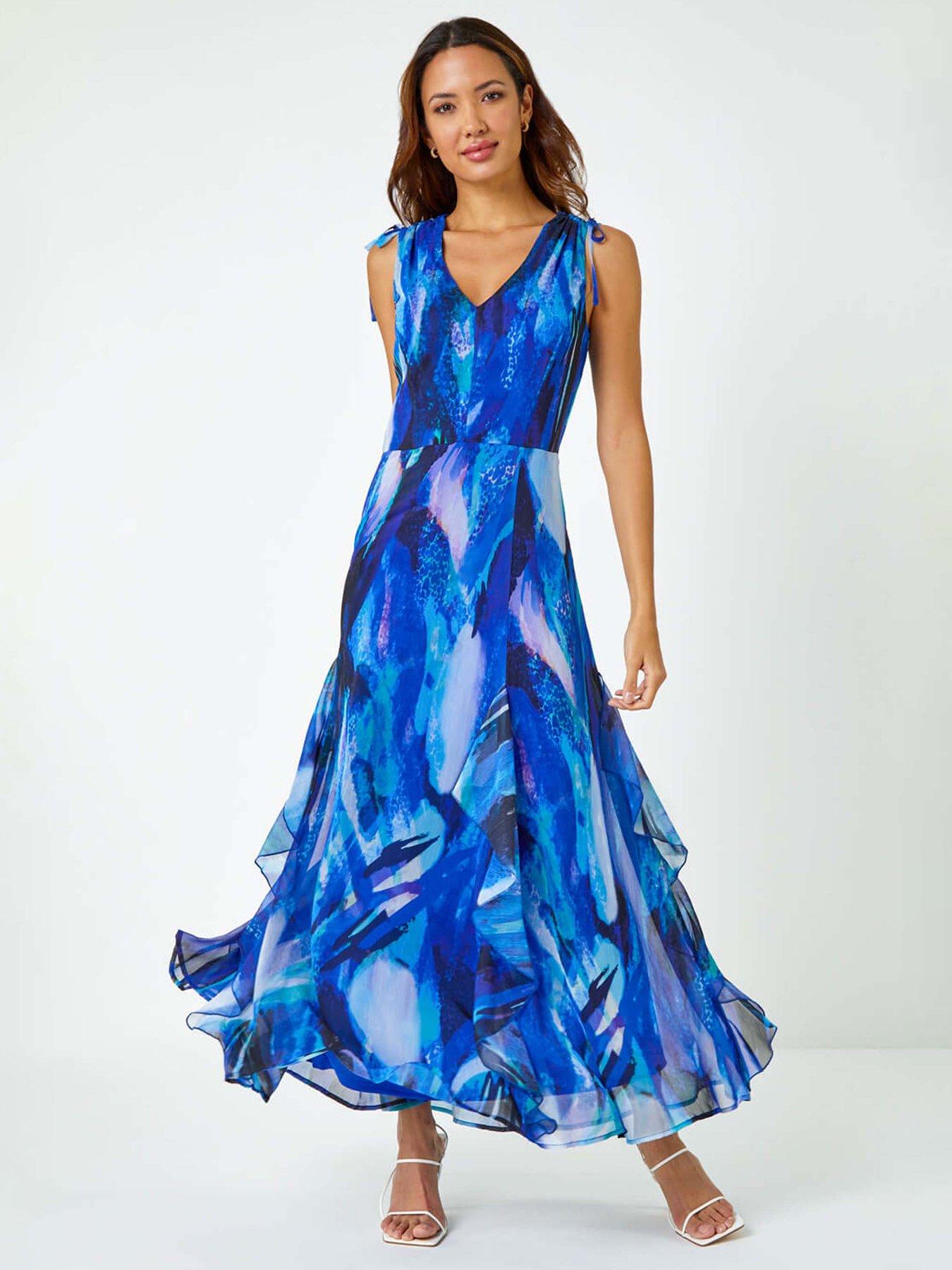 Image 1 of 5 of Roman Sleeveless Abstract Print Maxi Dress
