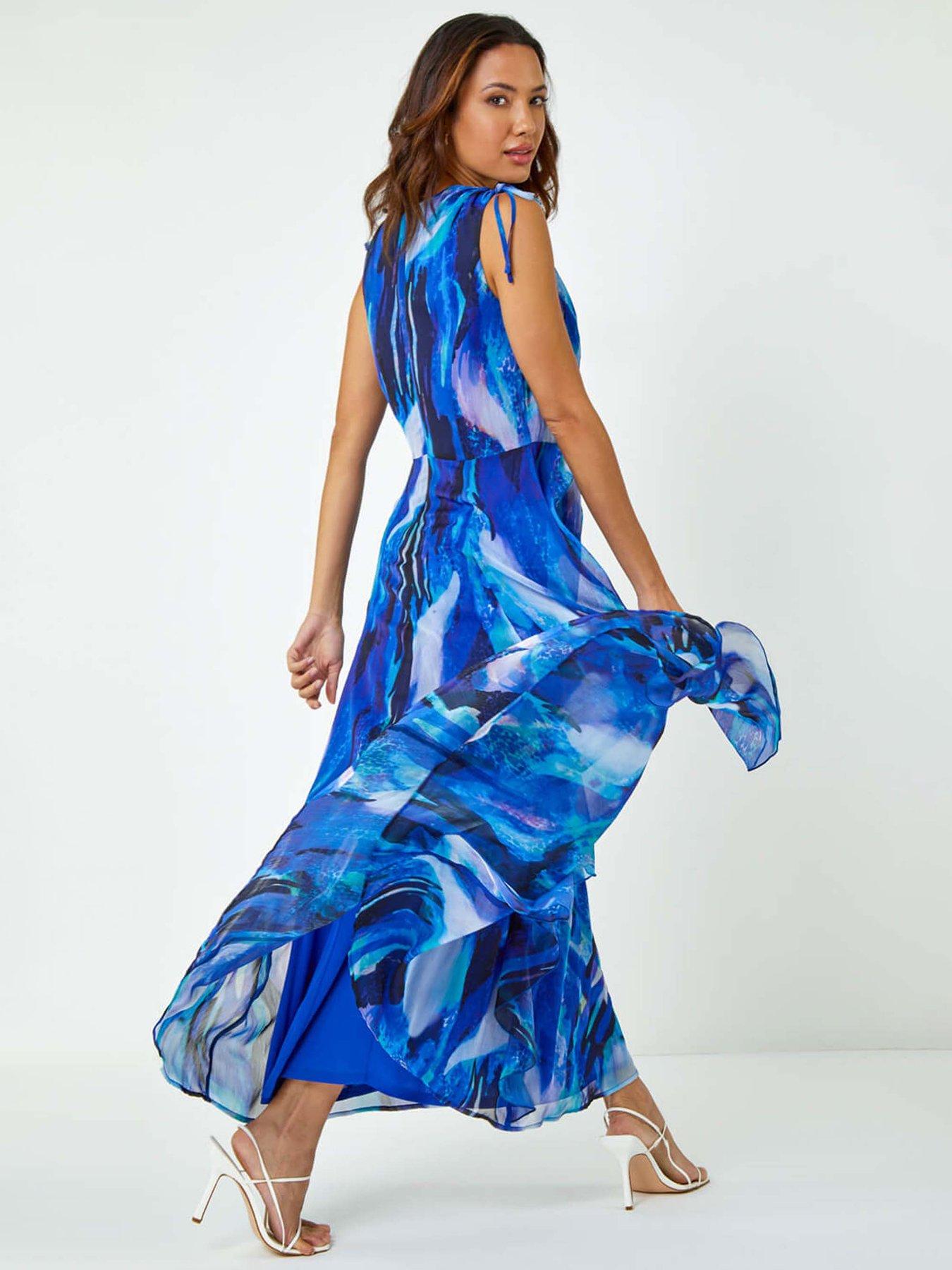 Image 2 of 5 of Roman Sleeveless Abstract Print Maxi Dress