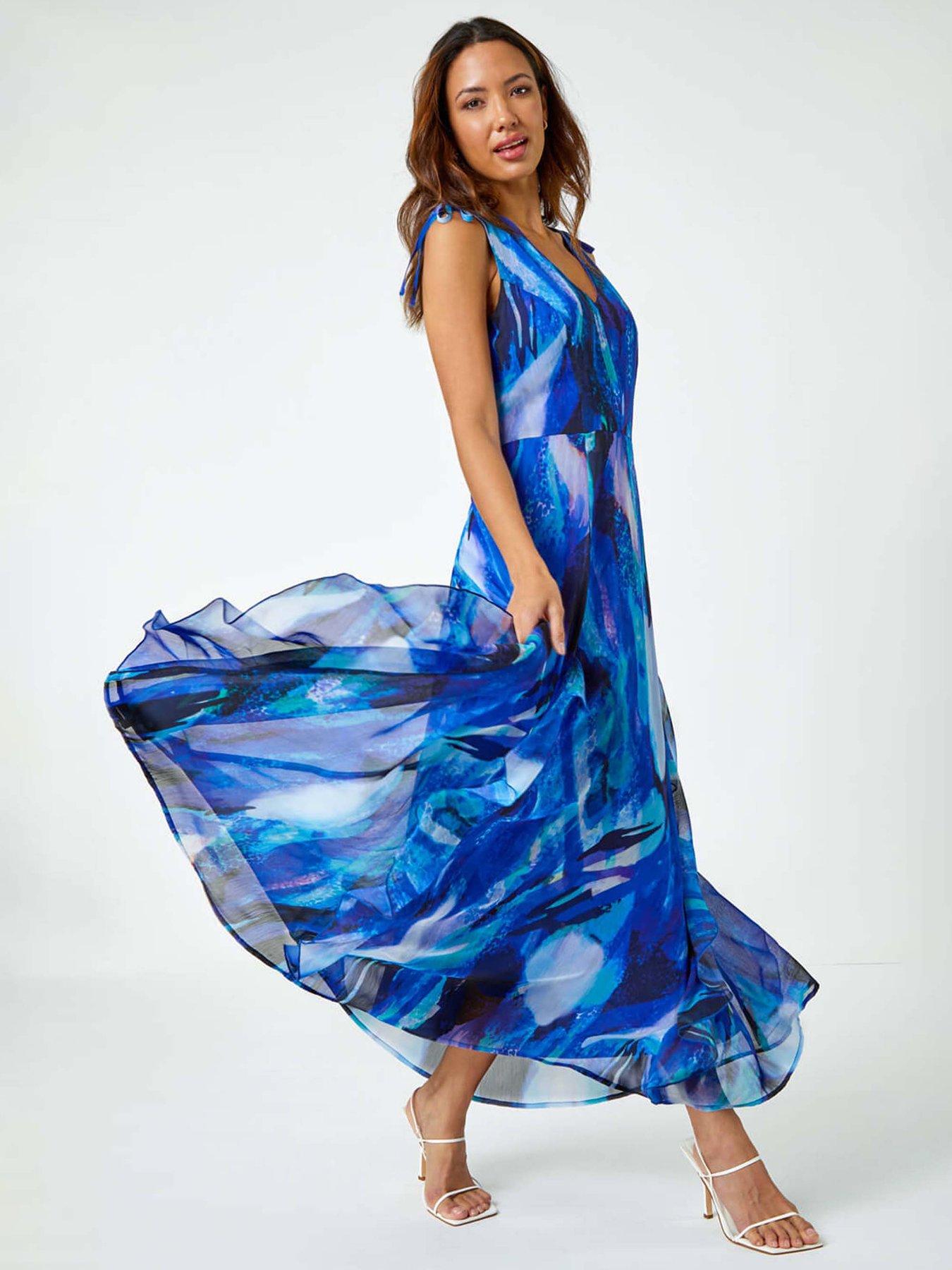 Image 3 of 5 of Roman Sleeveless Abstract Print Maxi Dress