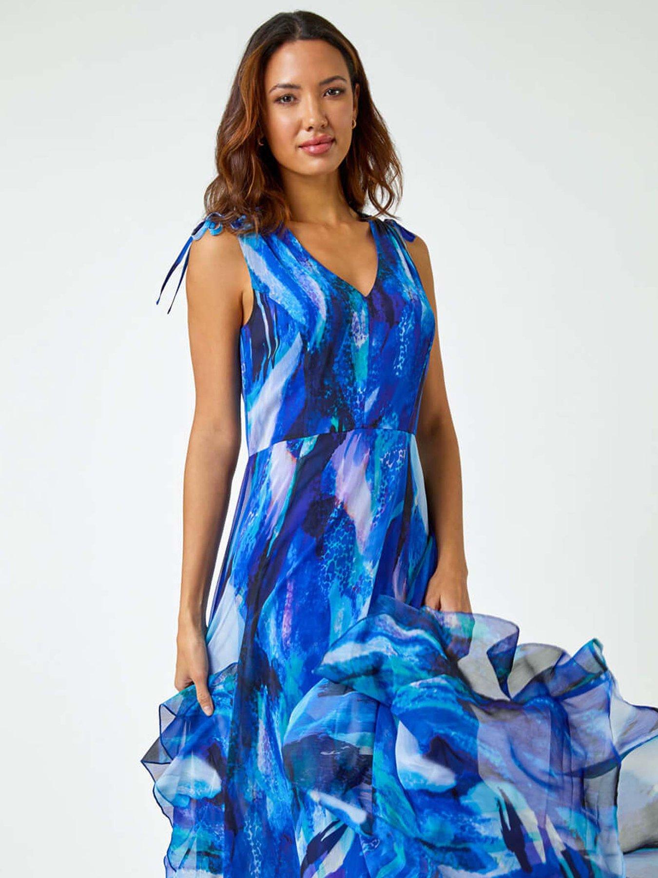 Image 4 of 5 of Roman Sleeveless Abstract Print Maxi Dress