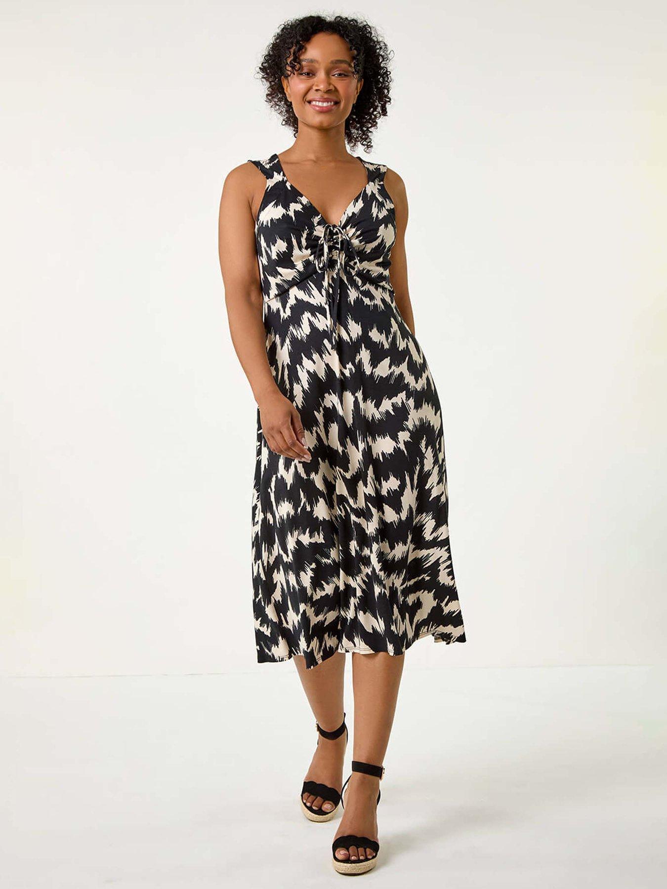 undefined Petite Abstract Print Ruched Midi Dress