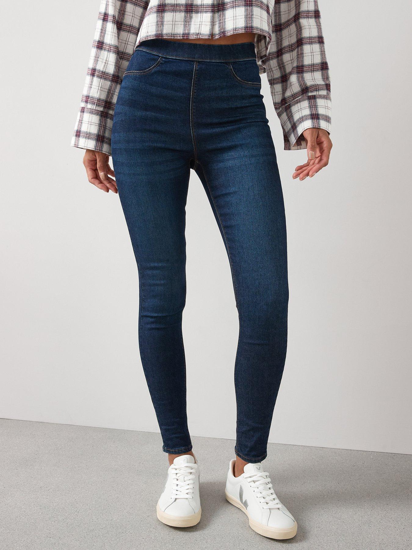 Image 1 of 5 of V by Very High Waist Denim Jeggings - Dark Wash