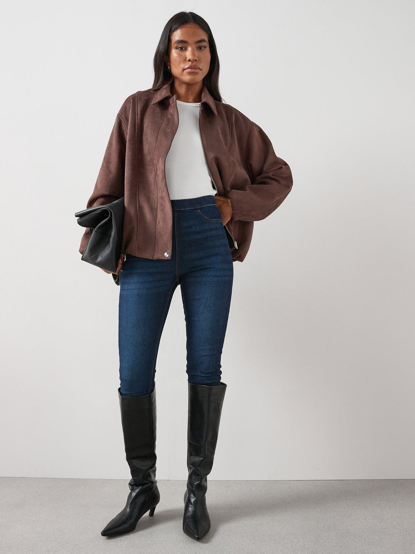 Image 3 of 5 of V by Very High Waist Denim Jeggings - Dark Wash