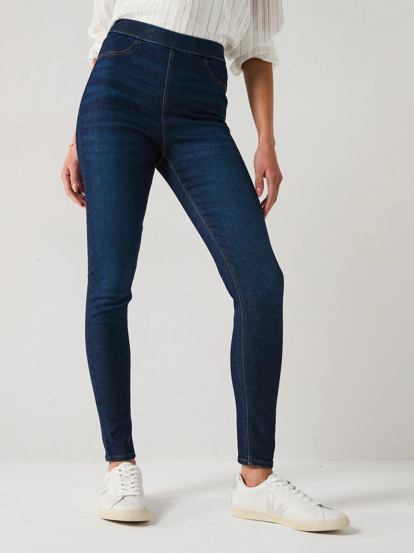 undefined Short High Waist Denim Jeggings - Dark Wash