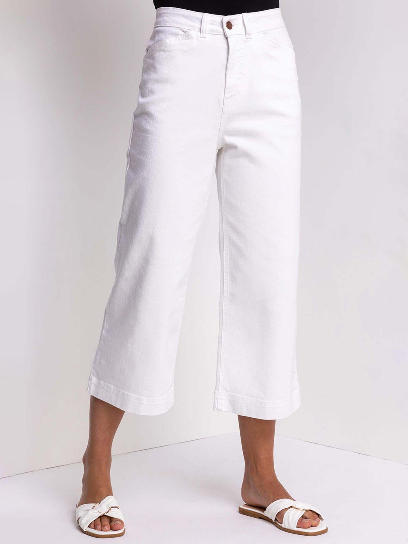 Roman Wide Leg Stretch Denim Cropped Culottes