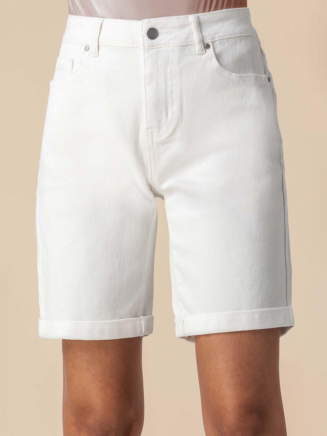 undefined Turned Hem Denim Stretch Shorts