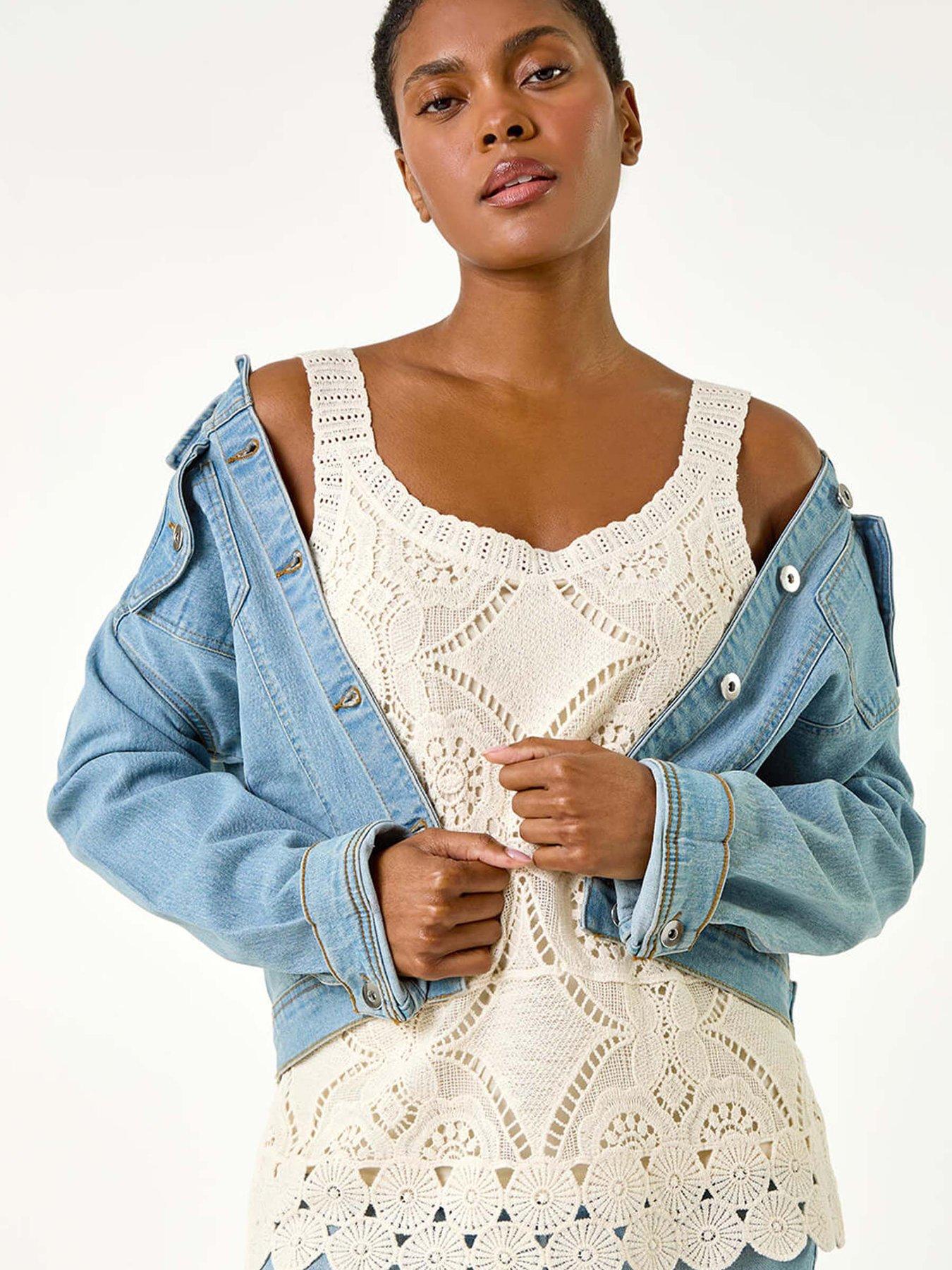 Image 4 of 5 of Roman Cotton Crochet Knit Vest Top
