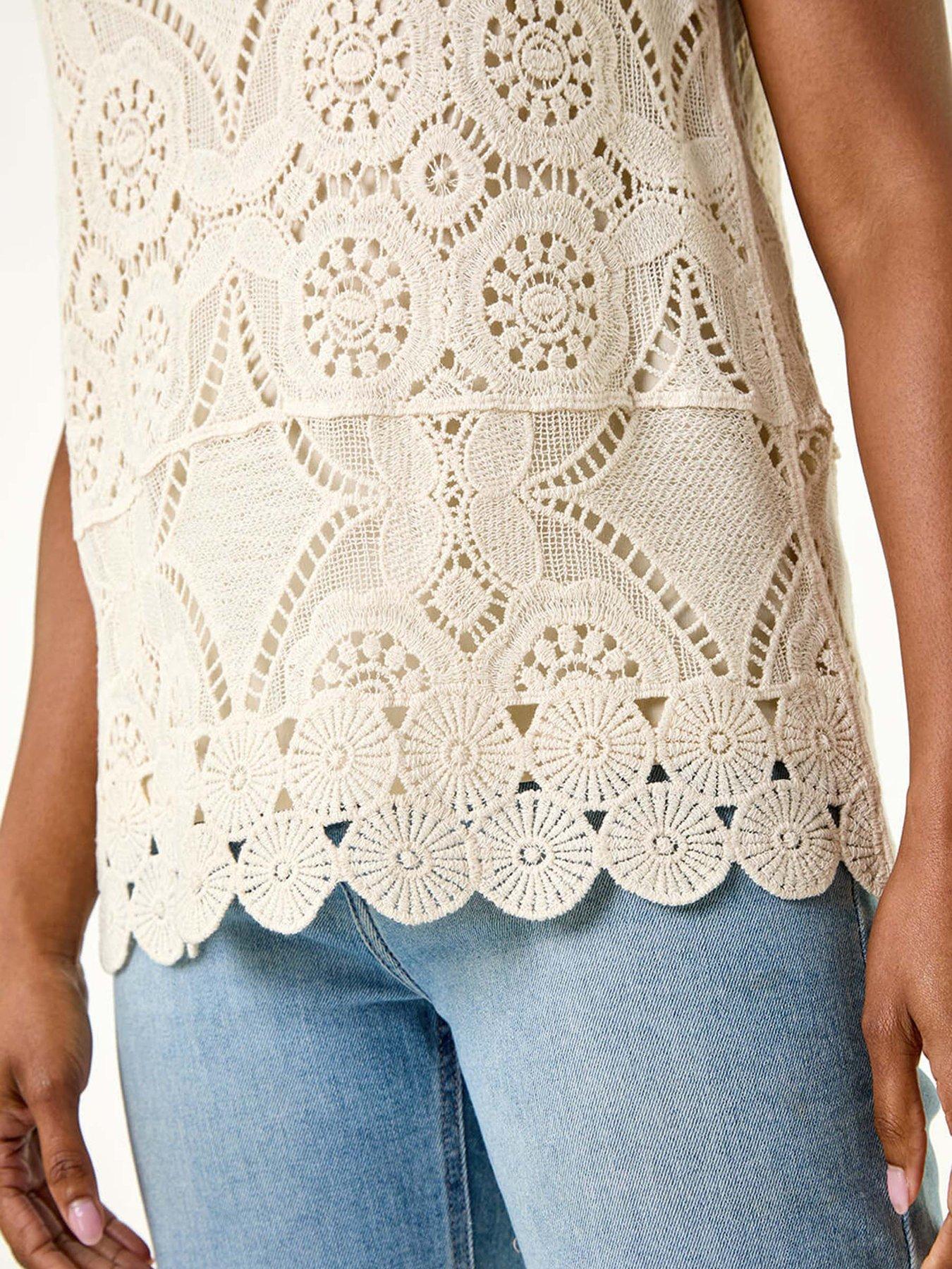 Image 5 of 5 of Roman Cotton Crochet Knit Vest Top