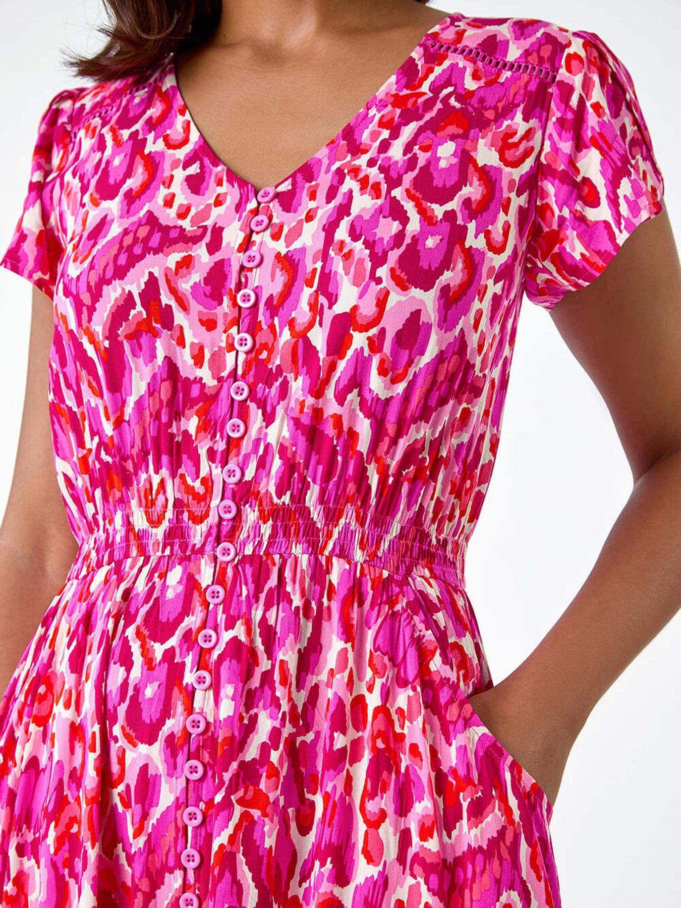 Image 5 of 5 of Roman Abstract Print Shirred Waist Maxi Dress