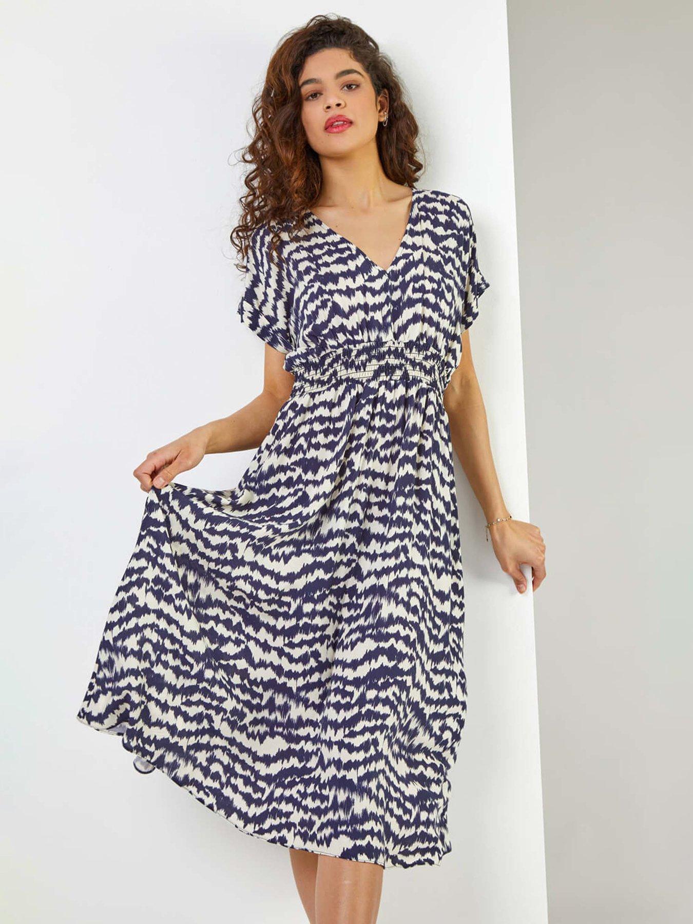 undefined Abstract Print Fit & Flare Dress