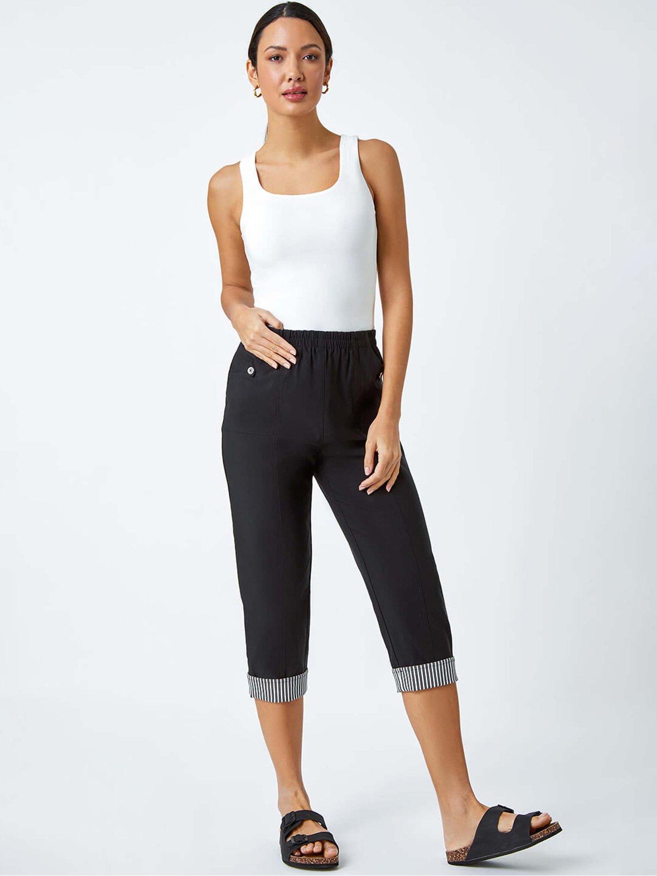undefined Contrast Detail Cropped Stretch Trousers