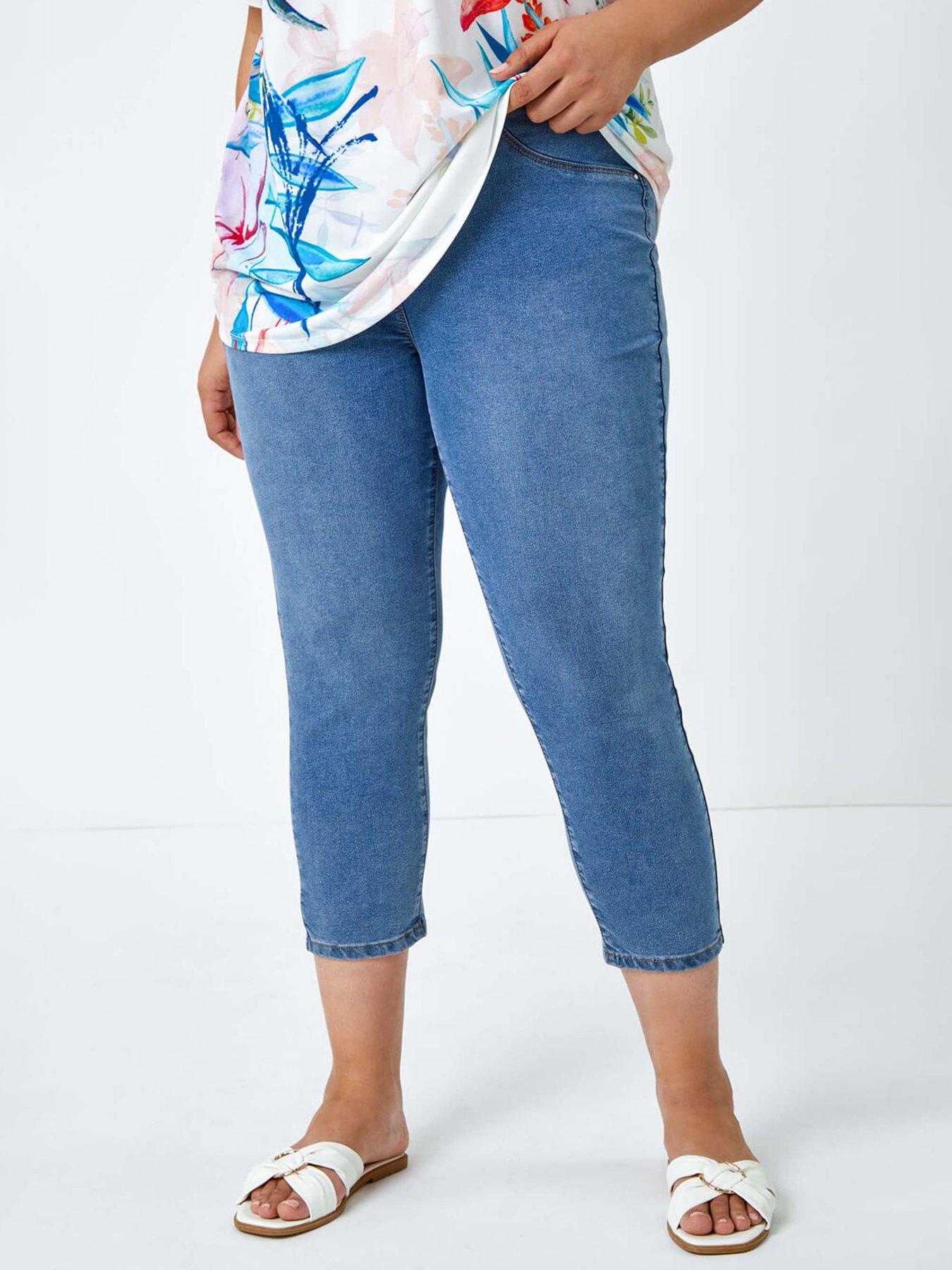 undefined Curve Elastic Waist Cropped Denim Jeggings