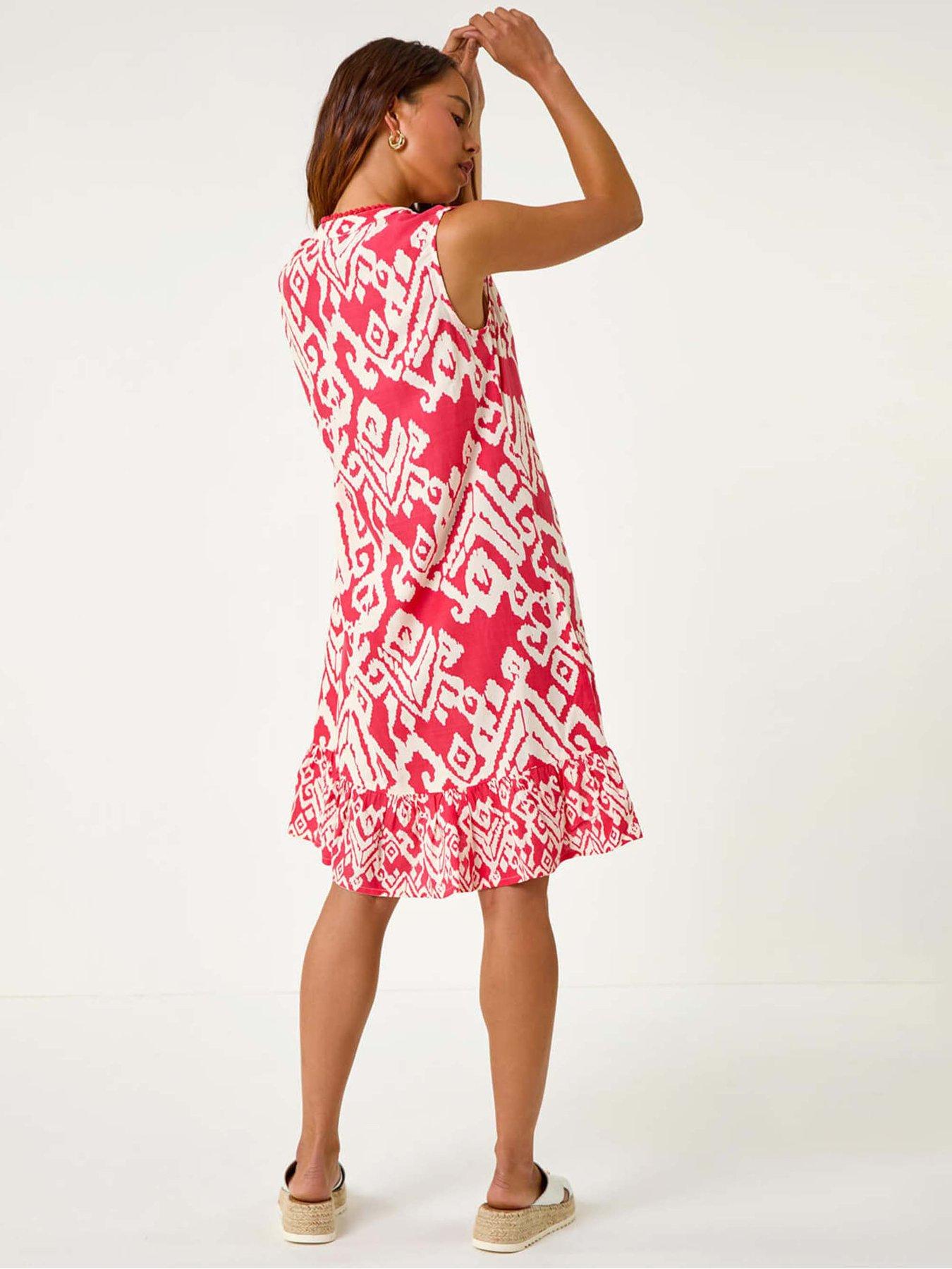 Image 2 of 5 of Roman Petite Aztec Print Frill Hem Dress