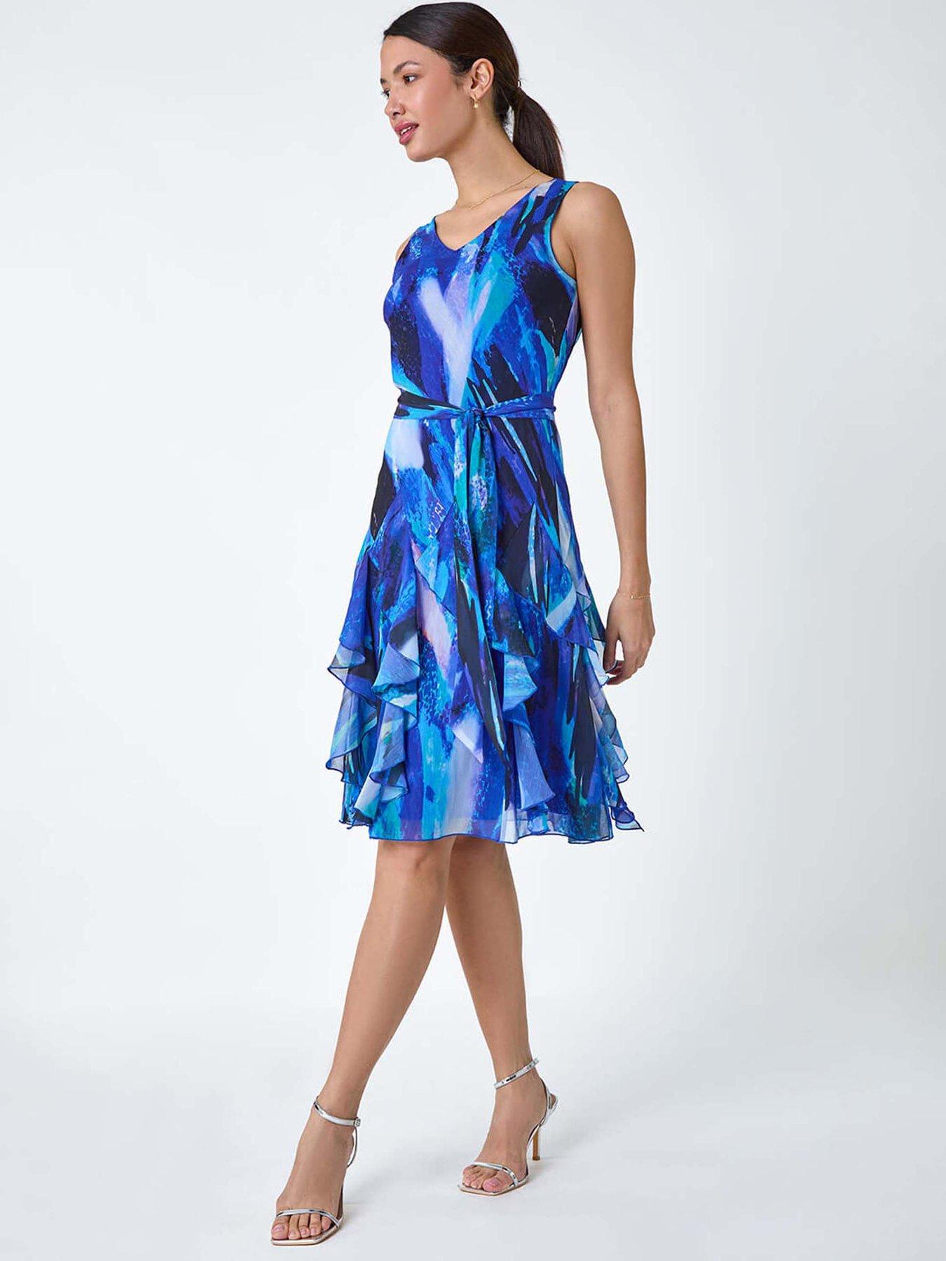 undefined Abstract Print Frill Detail Dress