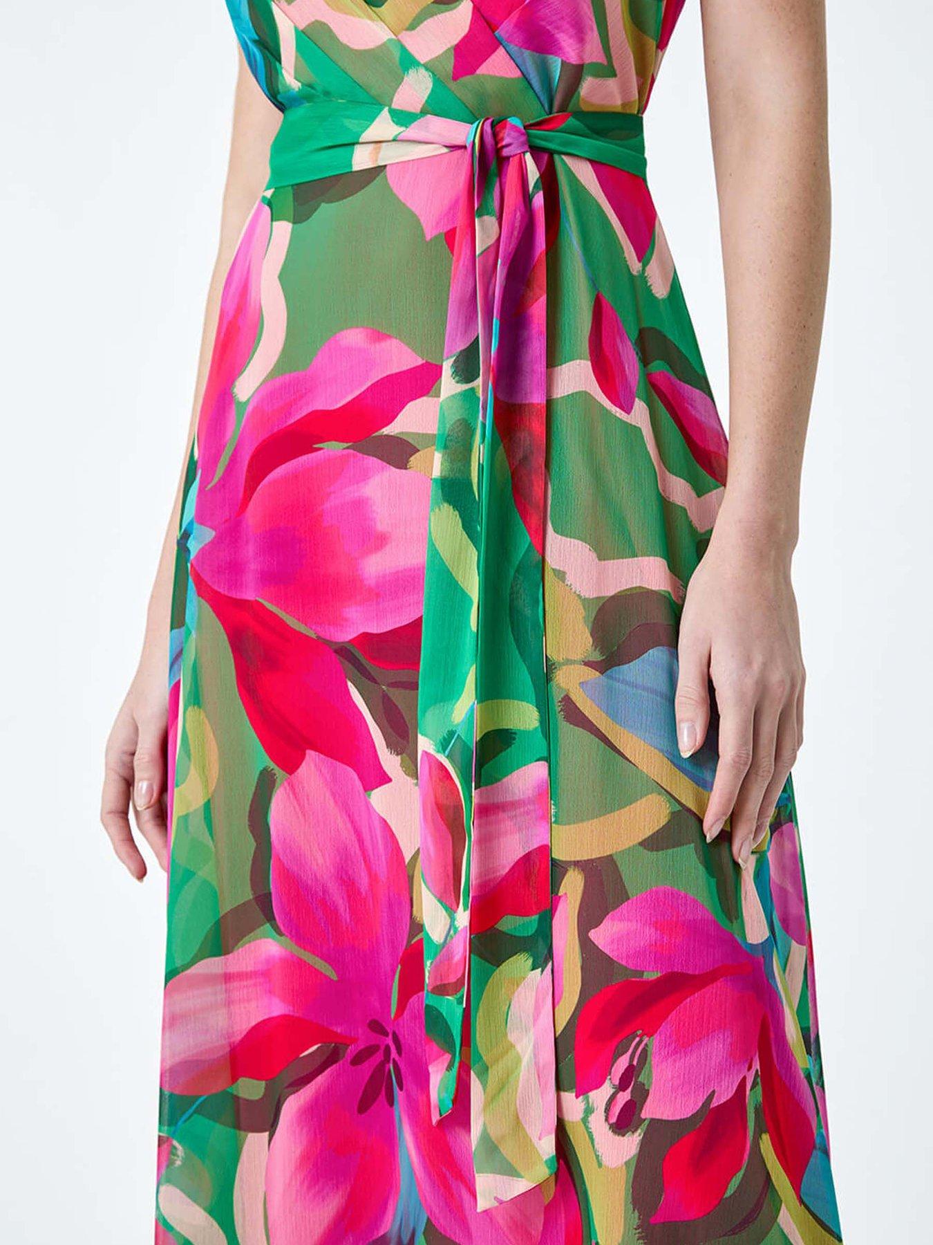 roman floral maxi dress