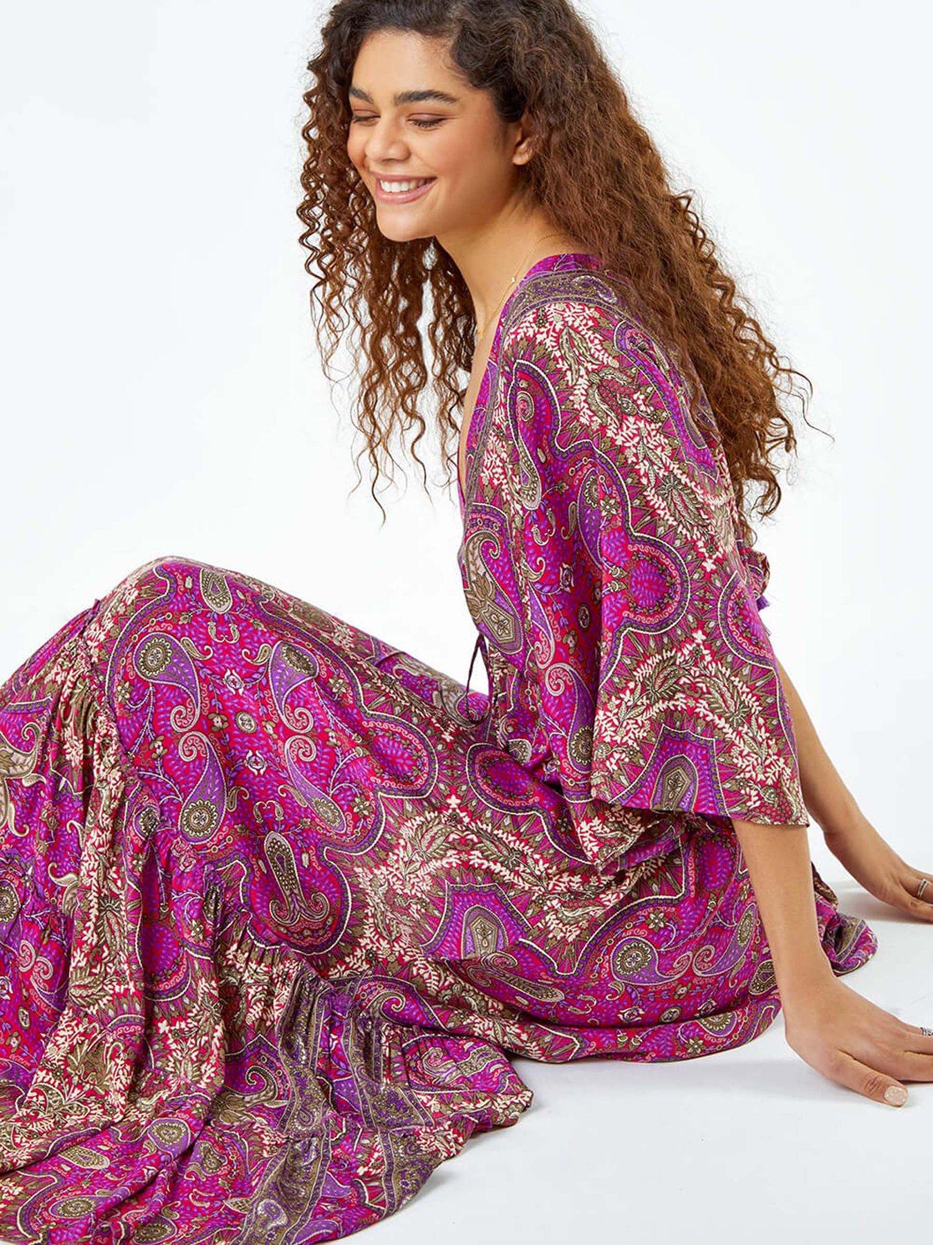 undefined Paisley Print Boho Maxi Dress