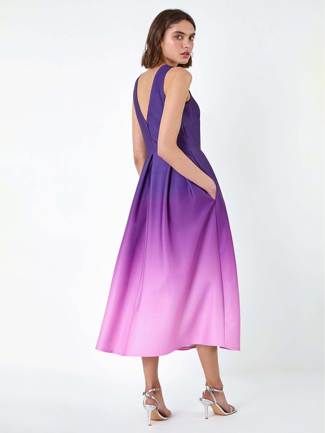 Image 1 of 5 of Roman Ombre Pleated Luxe Stretch Midi Dress
