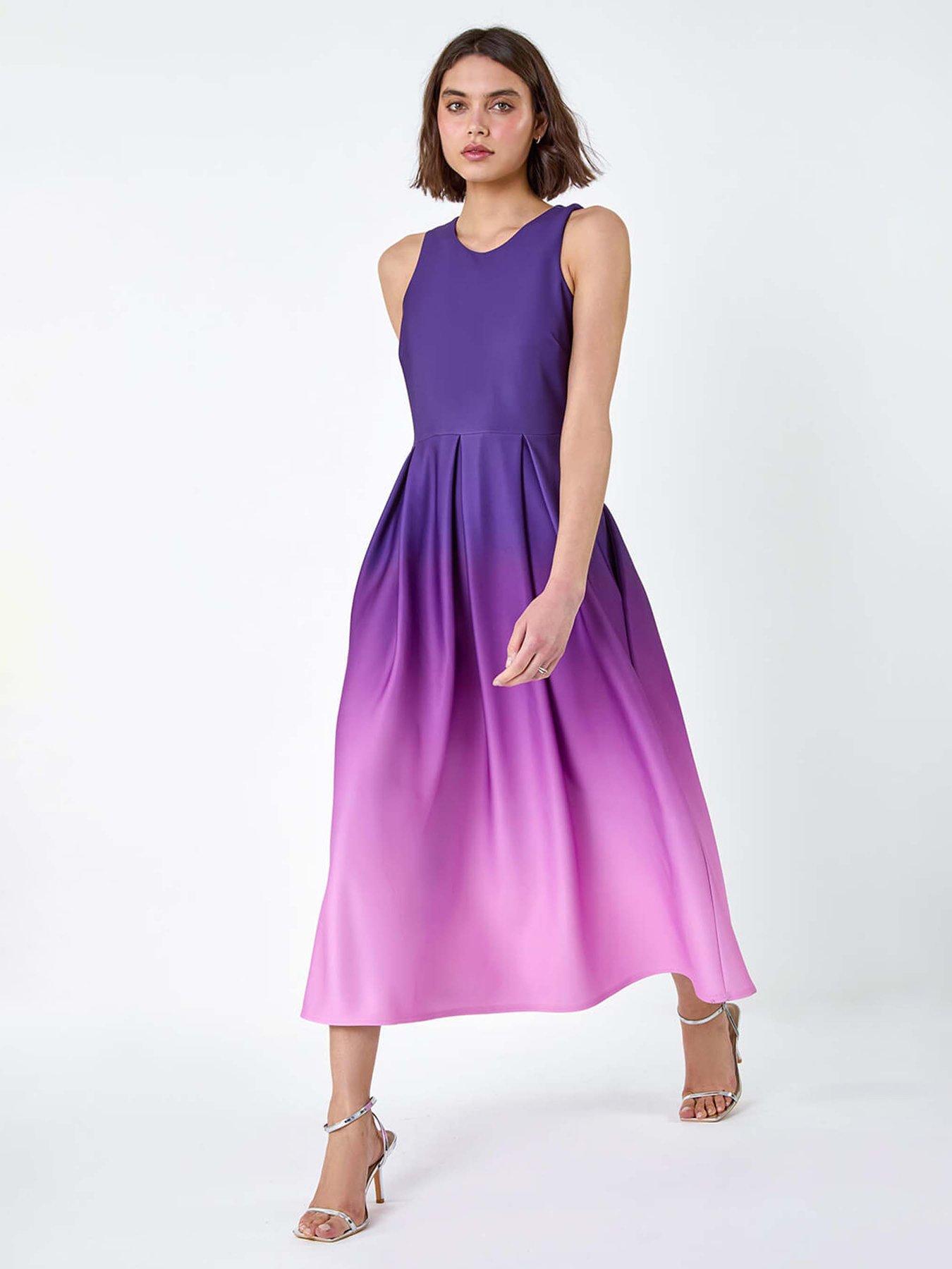 Image 2 of 5 of Roman Ombre Pleated Luxe Stretch Midi Dress