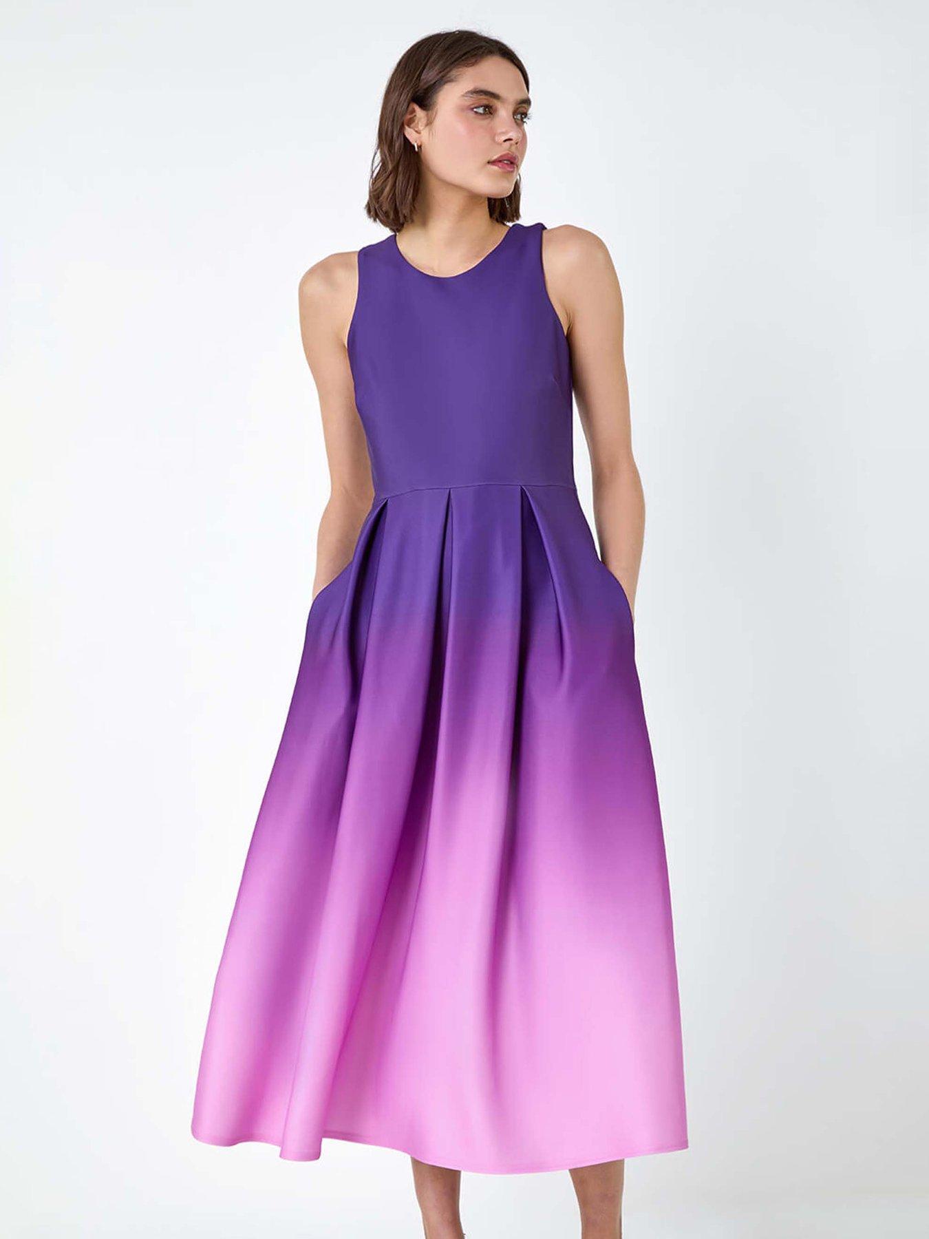 Image 3 of 5 of Roman Ombre Pleated Luxe Stretch Midi Dress