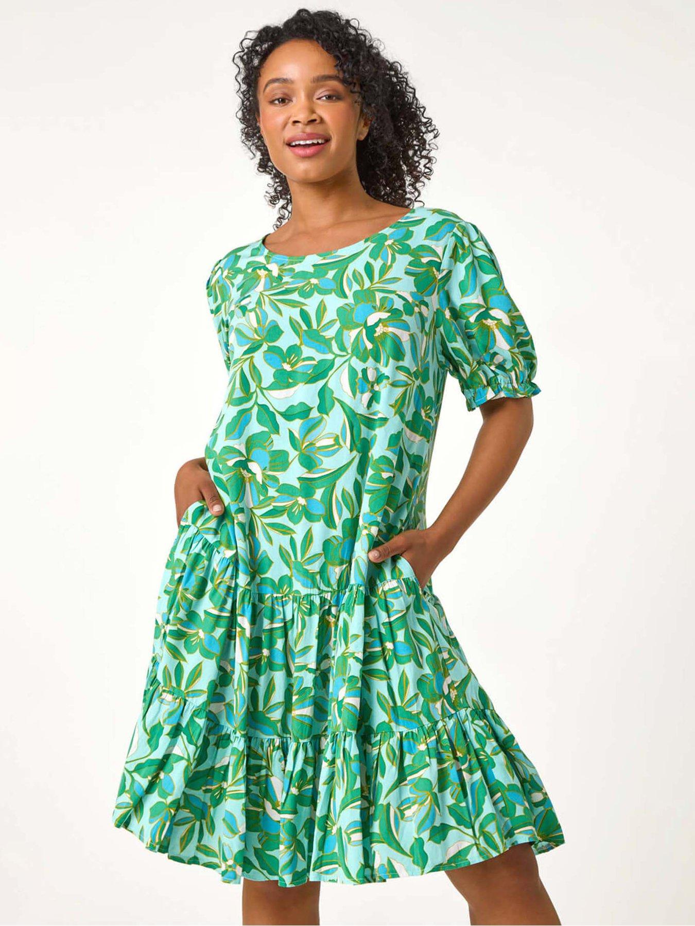 undefined Petite Floral Tiered Smock Dress