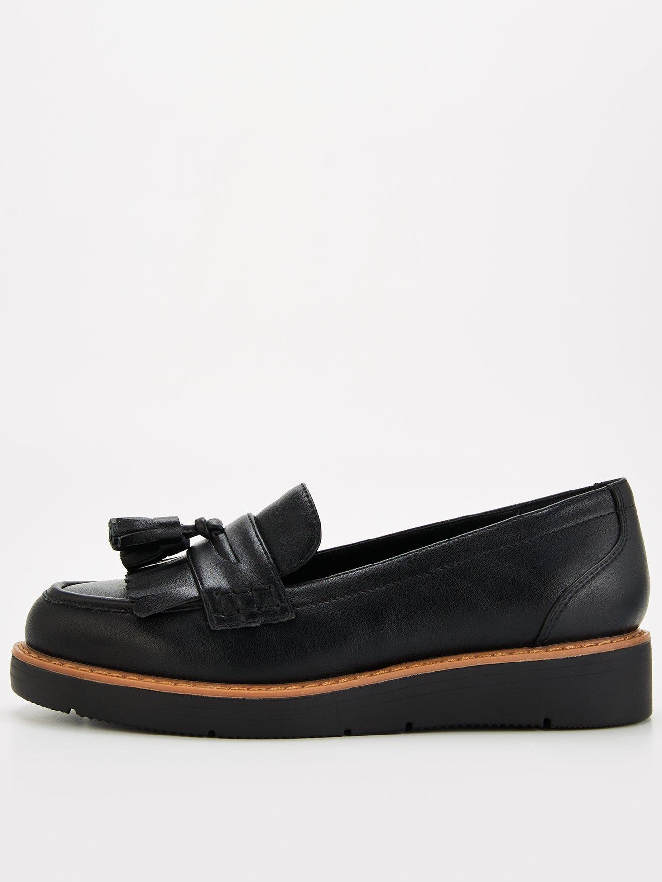 V by Very Flatform Tassel Loafer - Black