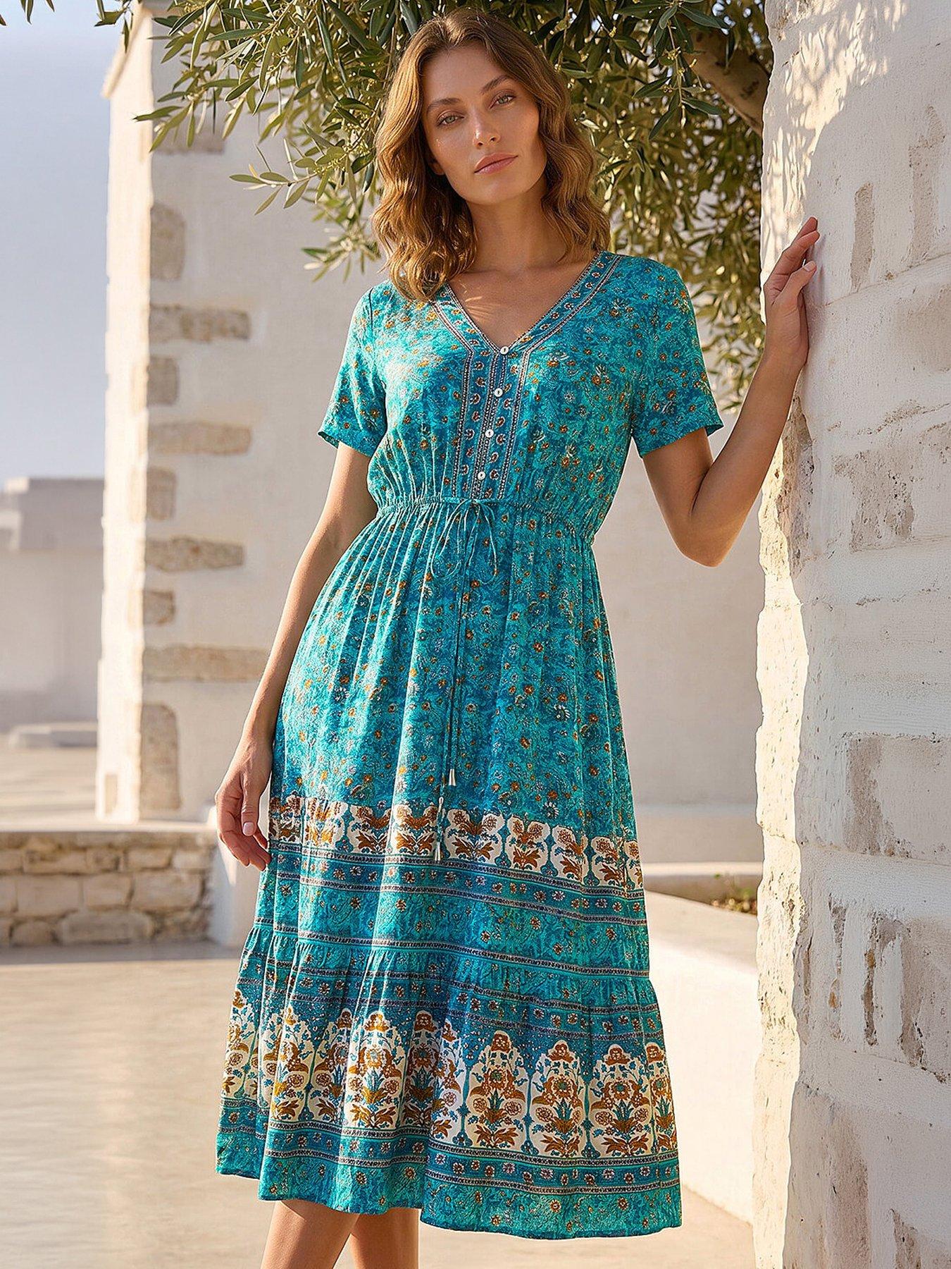 Roman Petite Floral Border Print Midi Dress