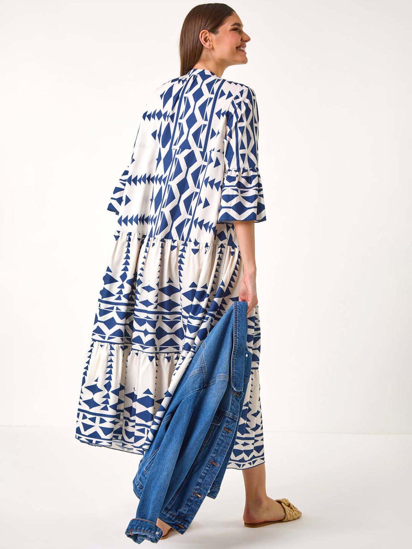 Roman Aztec Print Tiered Midi Smock Dress | Very