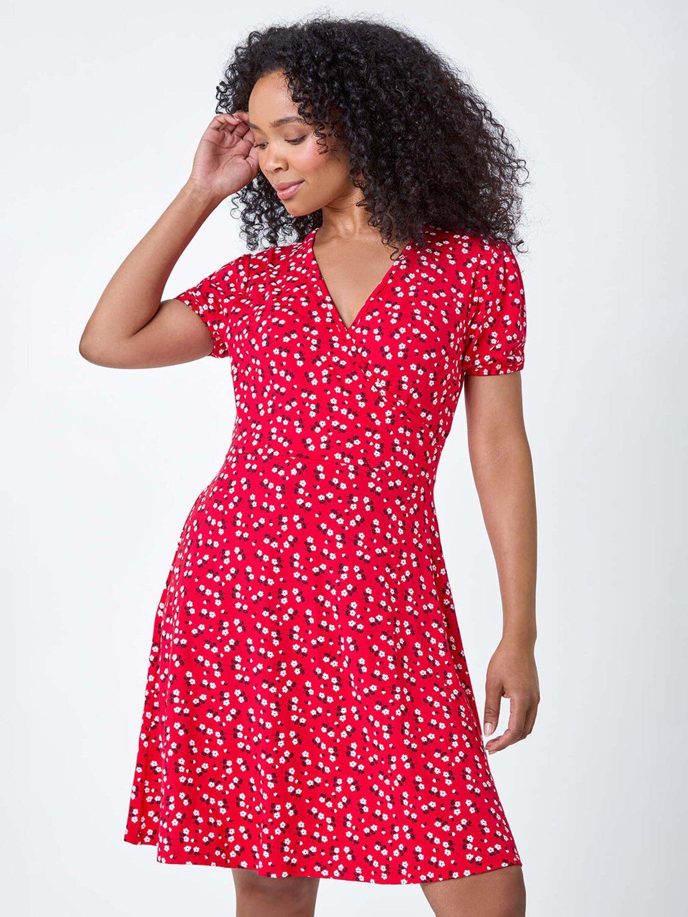 undefined Petite Ditsy Stretch Wrap Dress