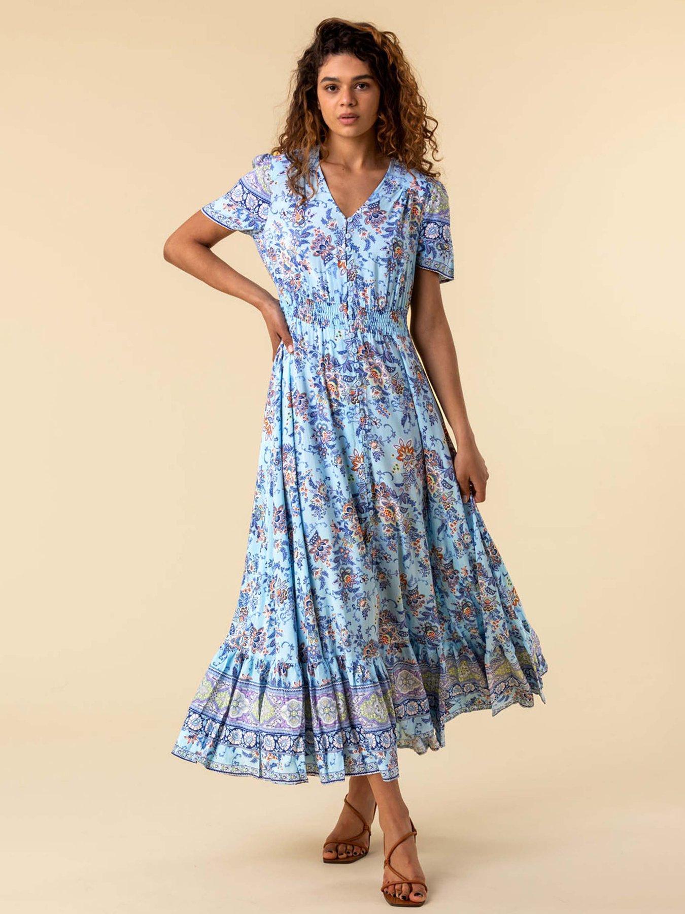 roman floral maxi dress