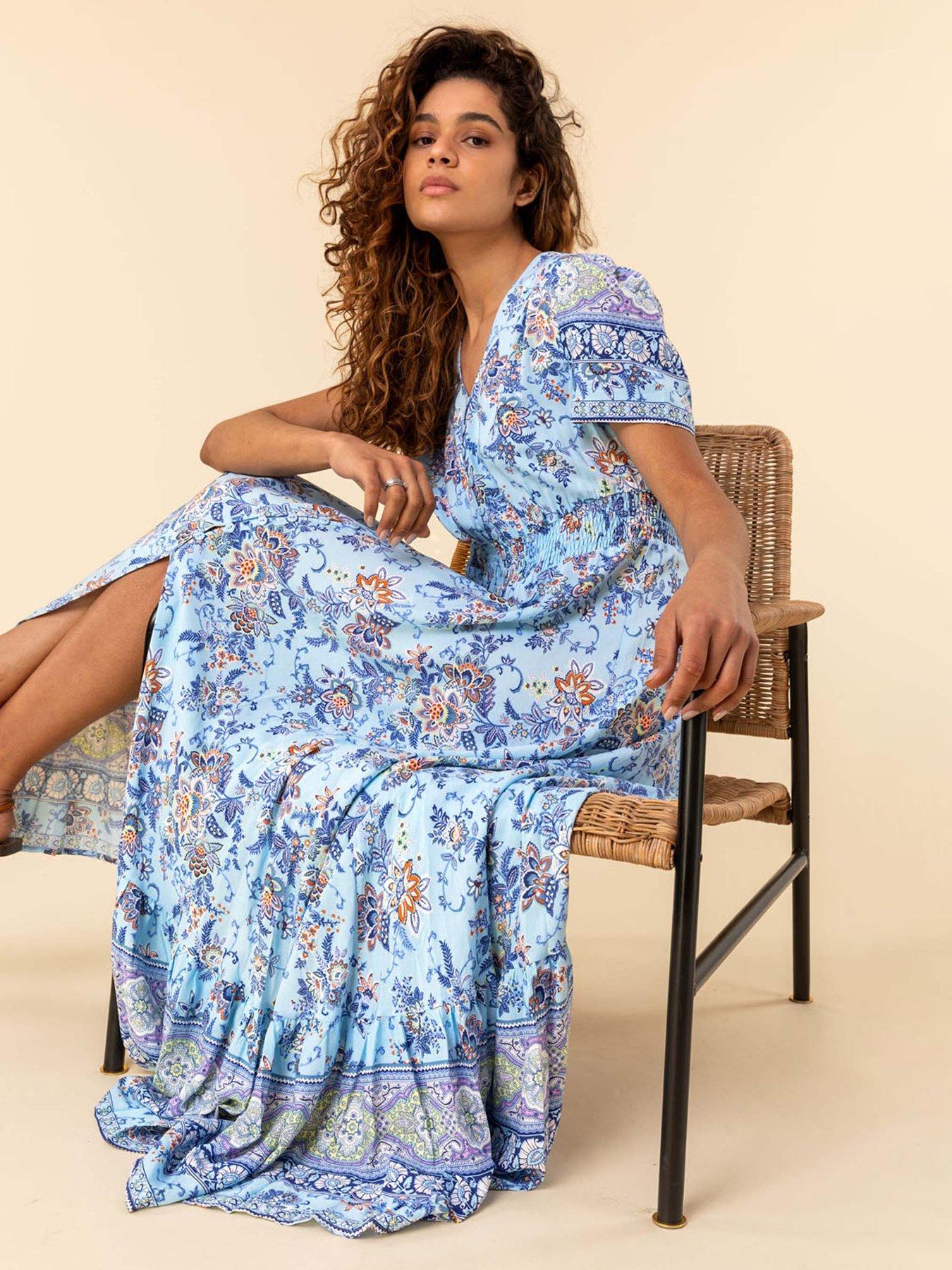 roman floral maxi dress