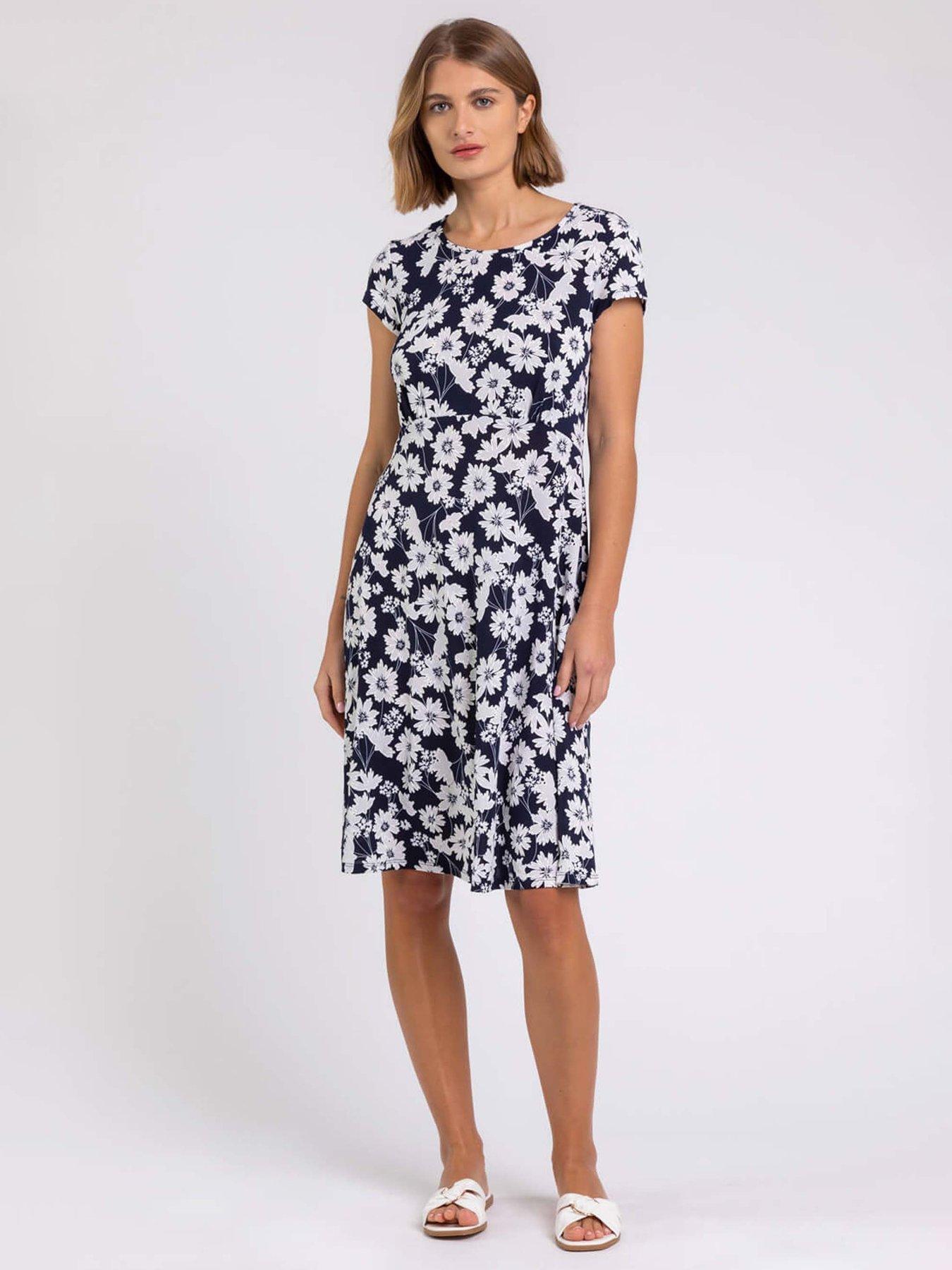 undefined Floral Print Stretch Jersey Tea Dress