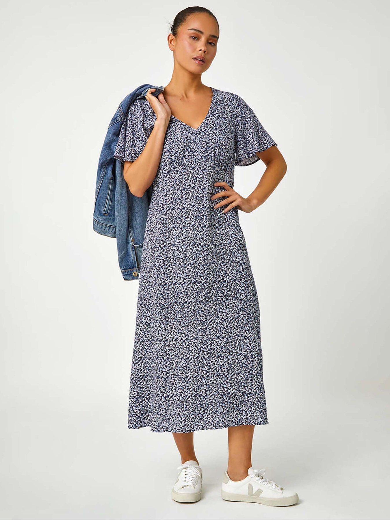 Image 1 of 5 of Roman Petite Ditsy Paisley Midi Dress