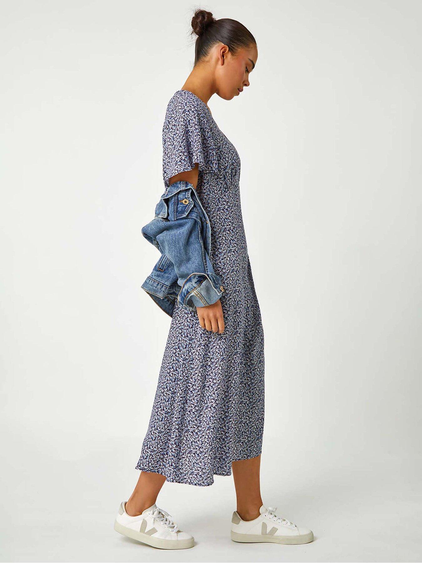 Image 3 of 5 of Roman Petite Ditsy Paisley Midi Dress