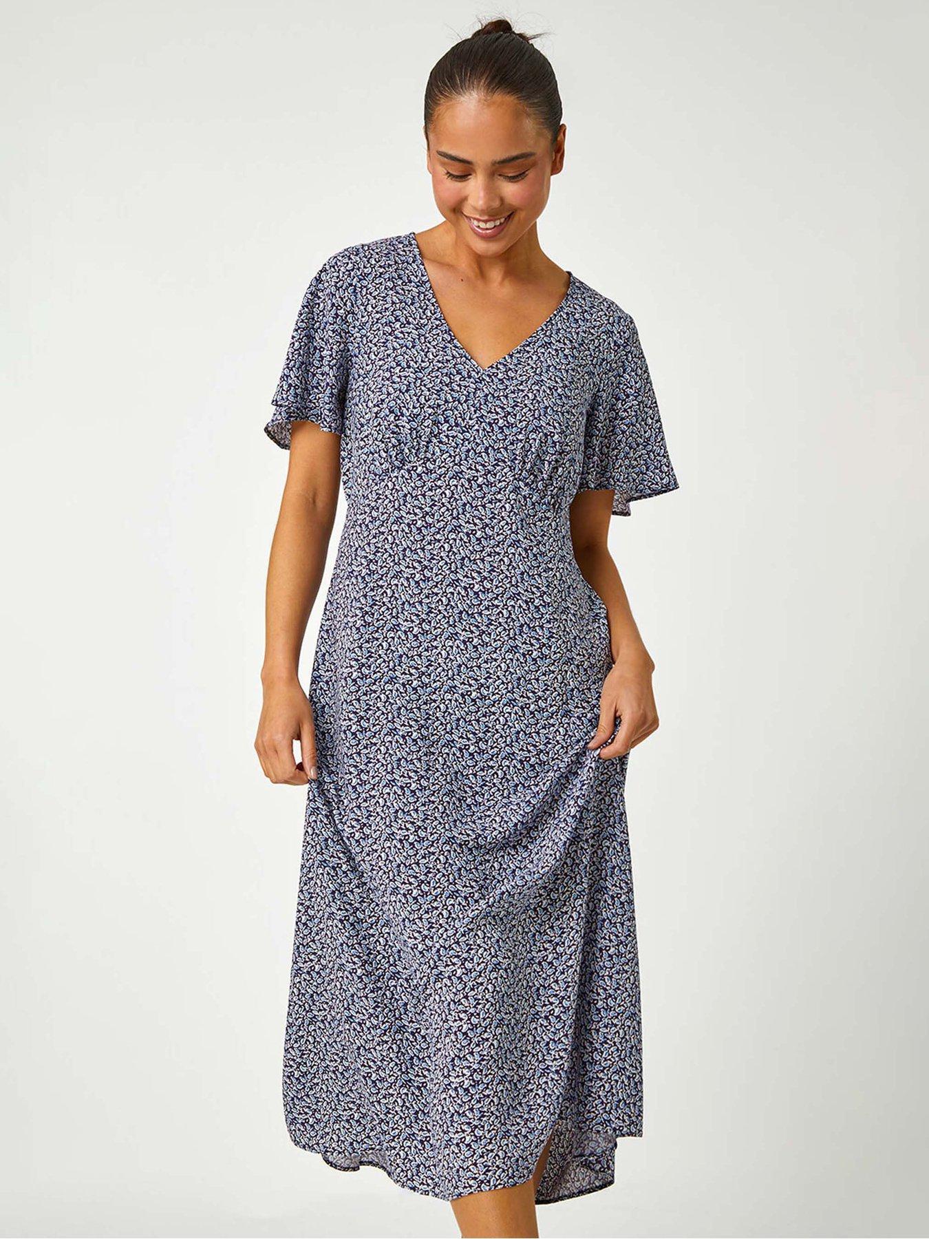 Image 4 of 5 of Roman Petite Ditsy Paisley Midi Dress