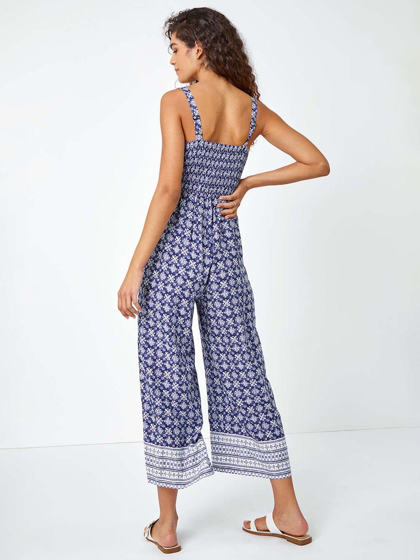 Image 2 of 5 of Roman Border Print Culotte Jumpsuit