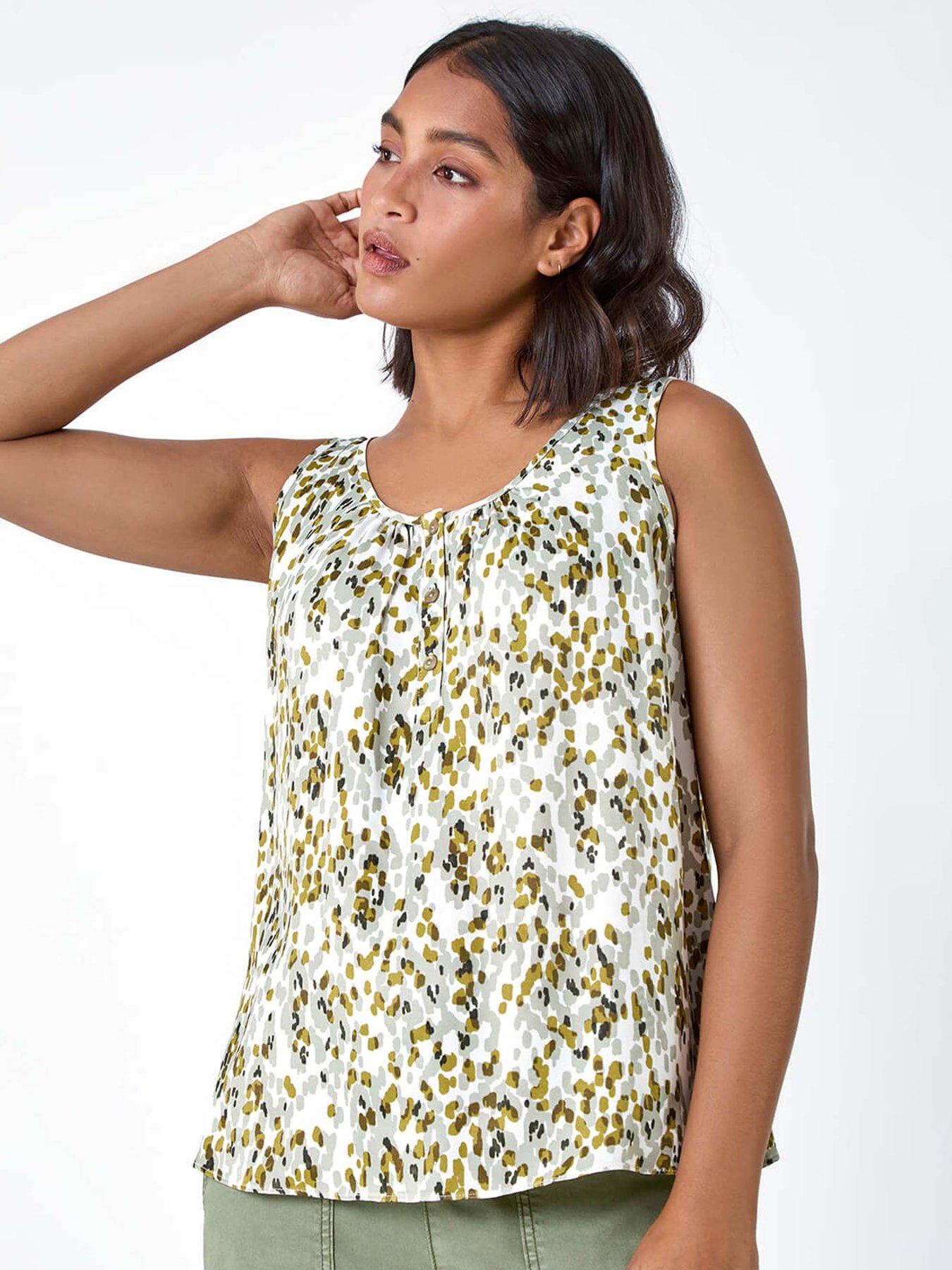Roman Abstract Spot Print Button Vest