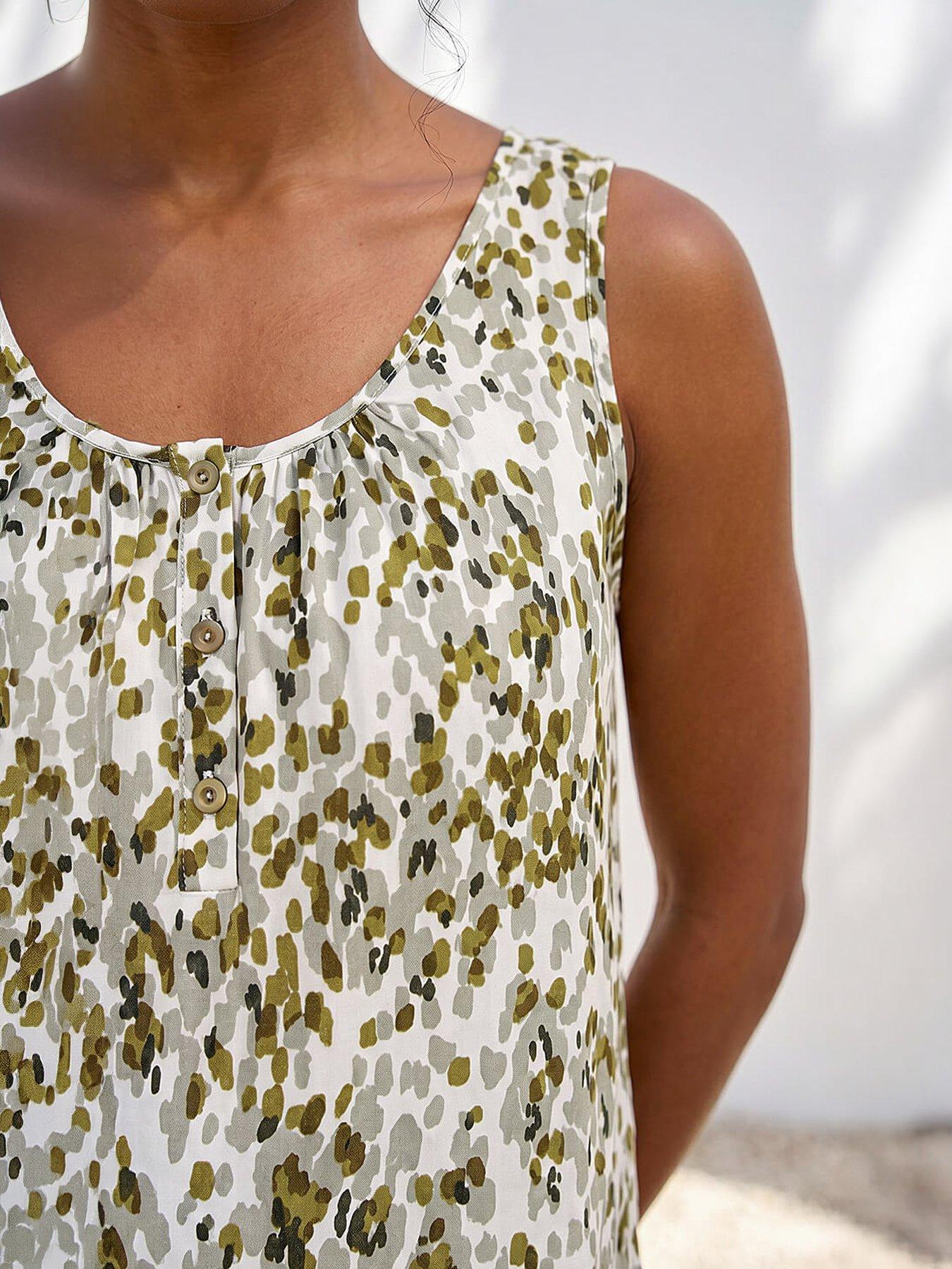Image 2 of 4 of Roman Abstract Spot Print Button Vest - Green