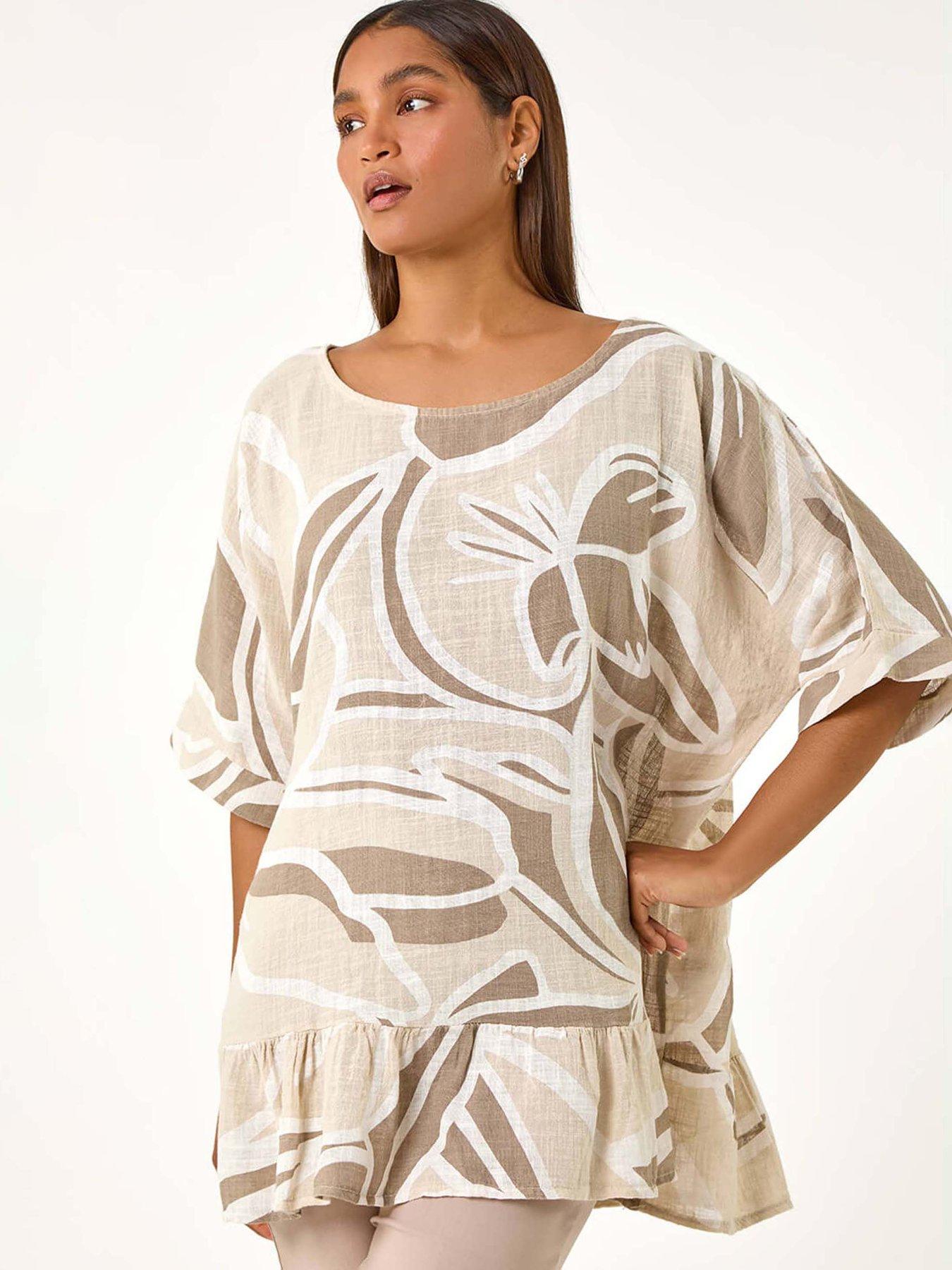 undefined Cotton Oversized Leaf Tunic Top