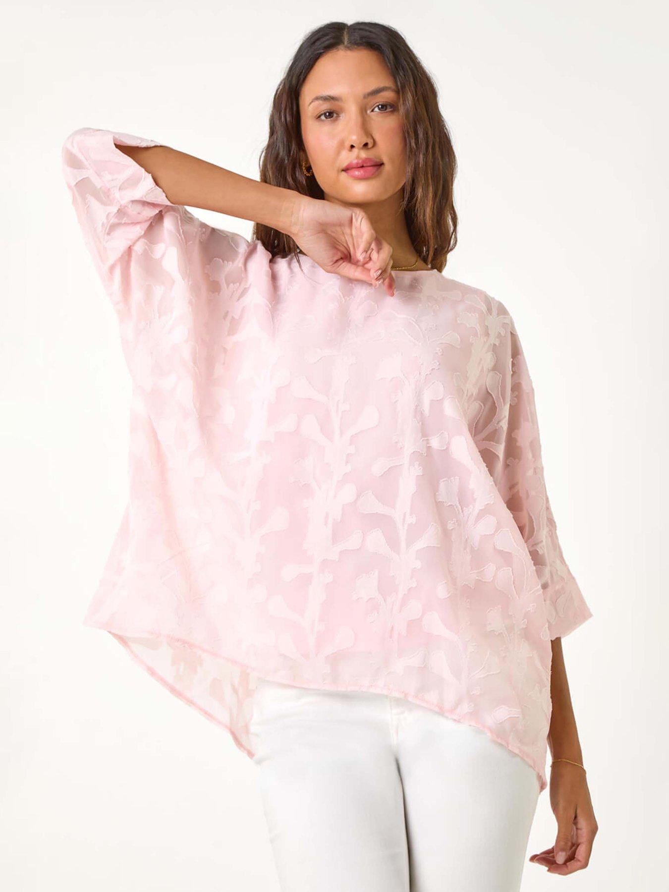 undefined Burnout Floral Dipped Hem Overlay Top