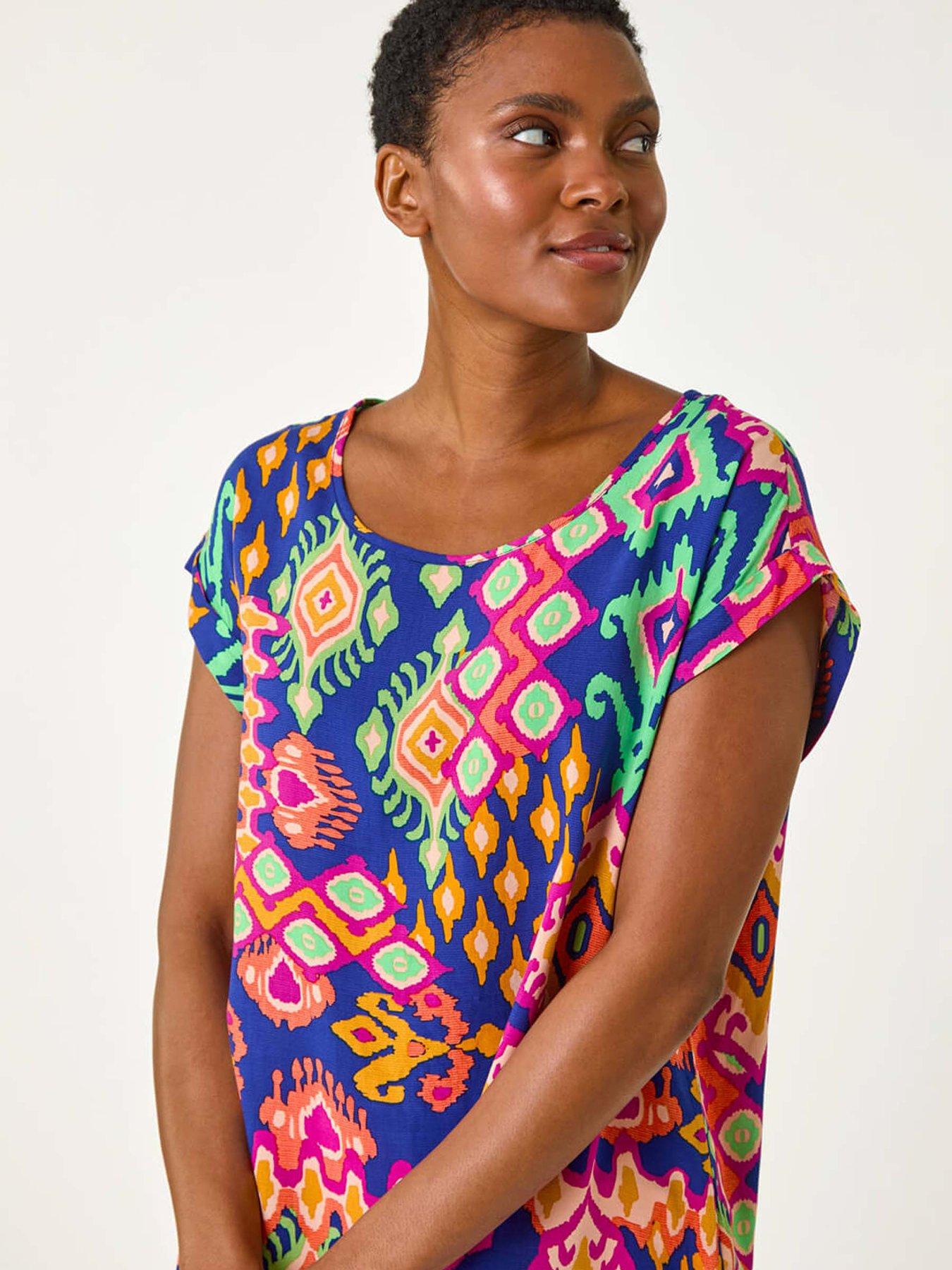 Image 4 of 5 of Roman Aztec Print Short Sleeve Top