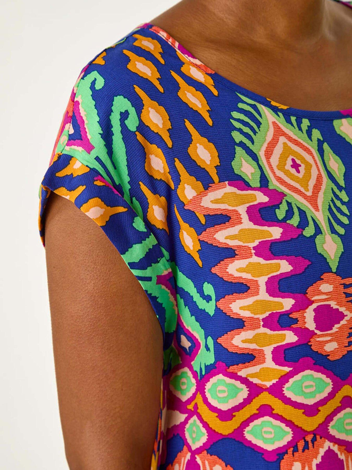 Image 5 of 5 of Roman Aztec Print Short Sleeve Top