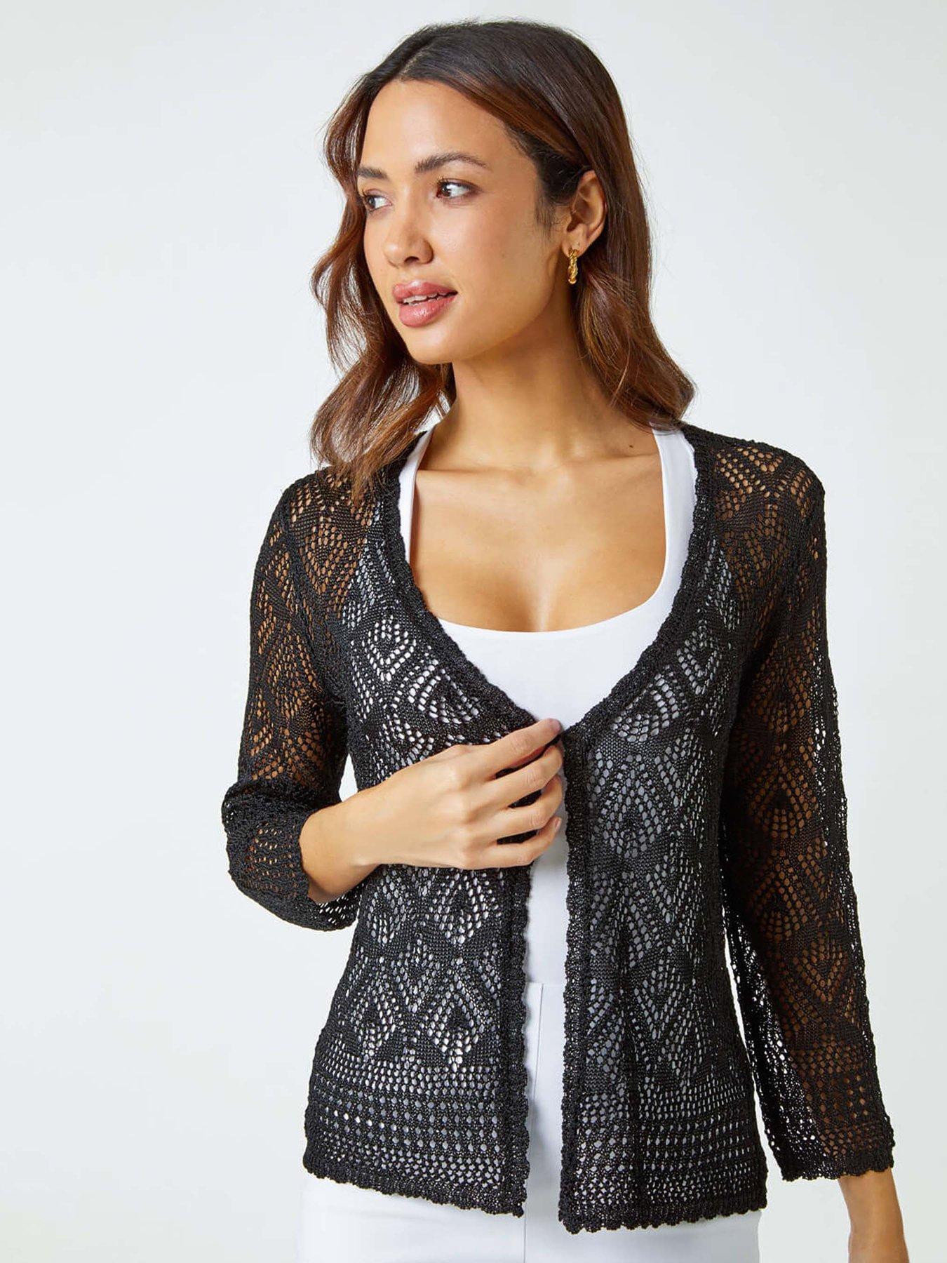undefined Knitted Crochet Shimmer Shrug