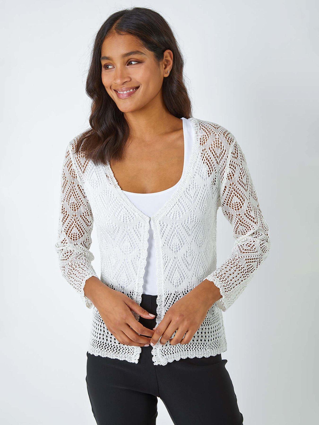 undefined Knitted Crochet Shimmer Shrug