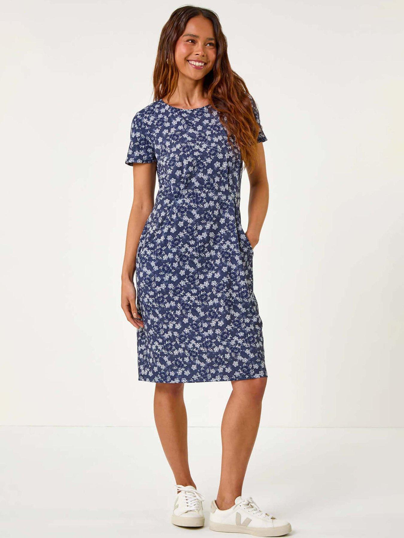 Roman Petite Ditsy Floral Pocket Stretch Dress