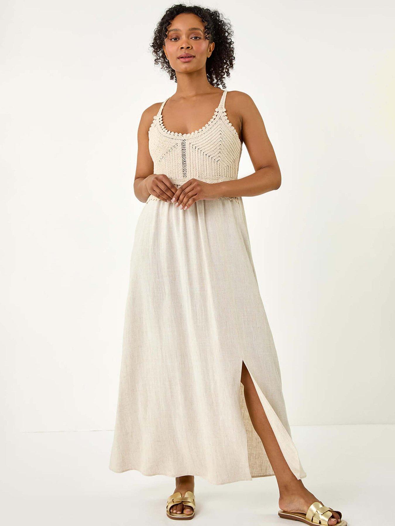 undefined Petite Crochet Bodice Cotton Maxi Dress