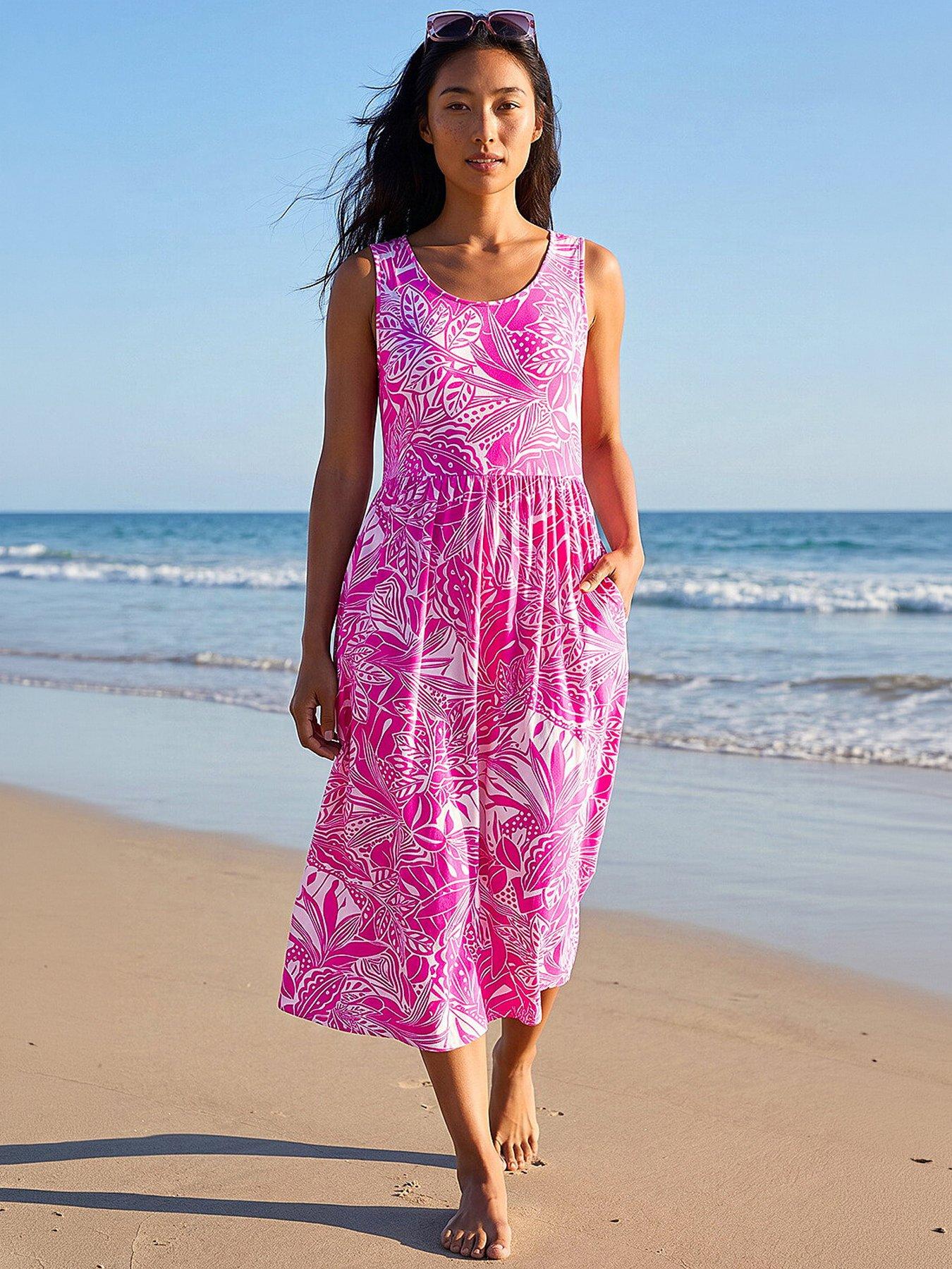 Roman Petite Tropical Stretch Jersey Pocket Dress - Pink