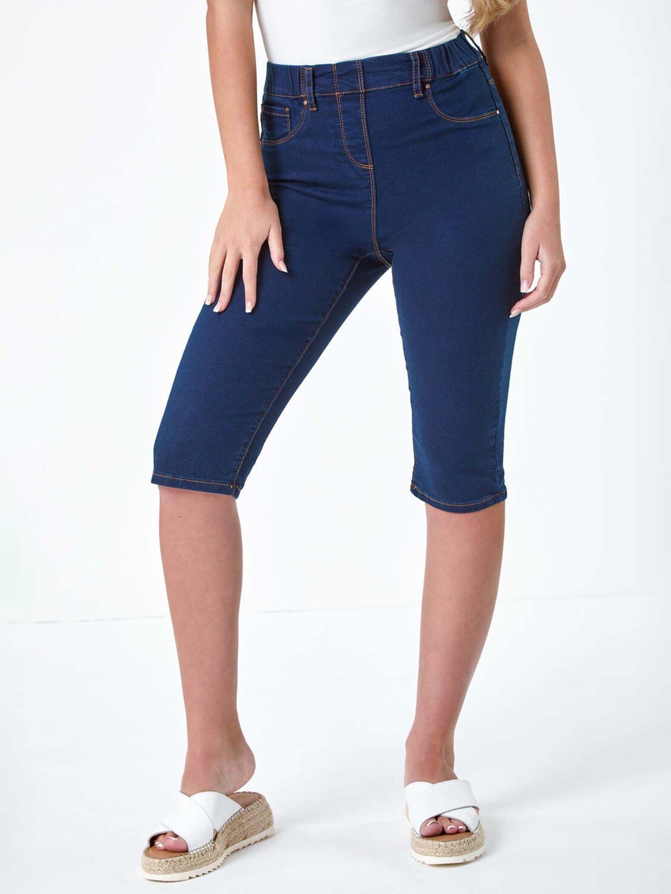 undefined Denim Stretch Knee Length Pedal Pusher