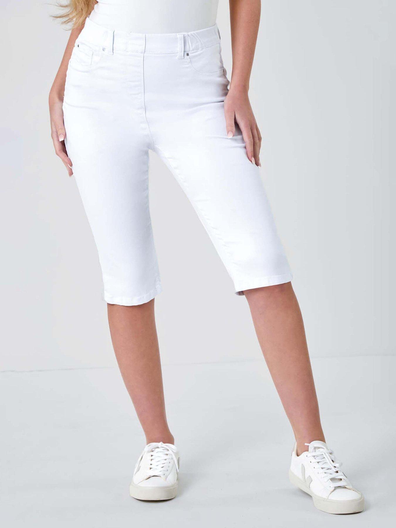 undefined Denim Stretch Knee Length Pedal Pusher