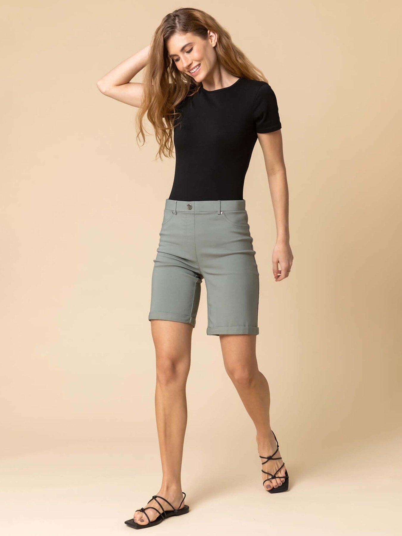 Image 3 of 4 of Roman Turn Up Stretch Shorts - Green