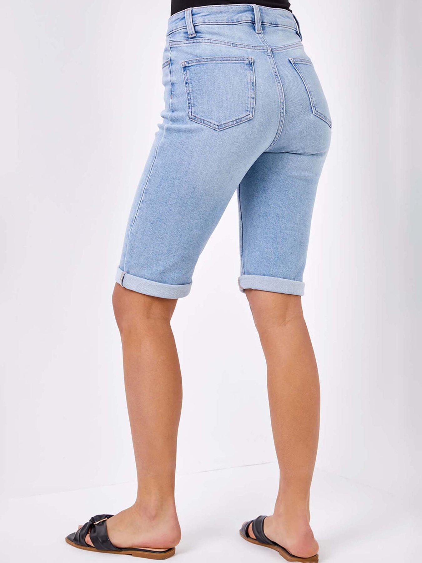 Image 2 of 4 of Roman Essential Stretch Knee Length Shorts - Blue